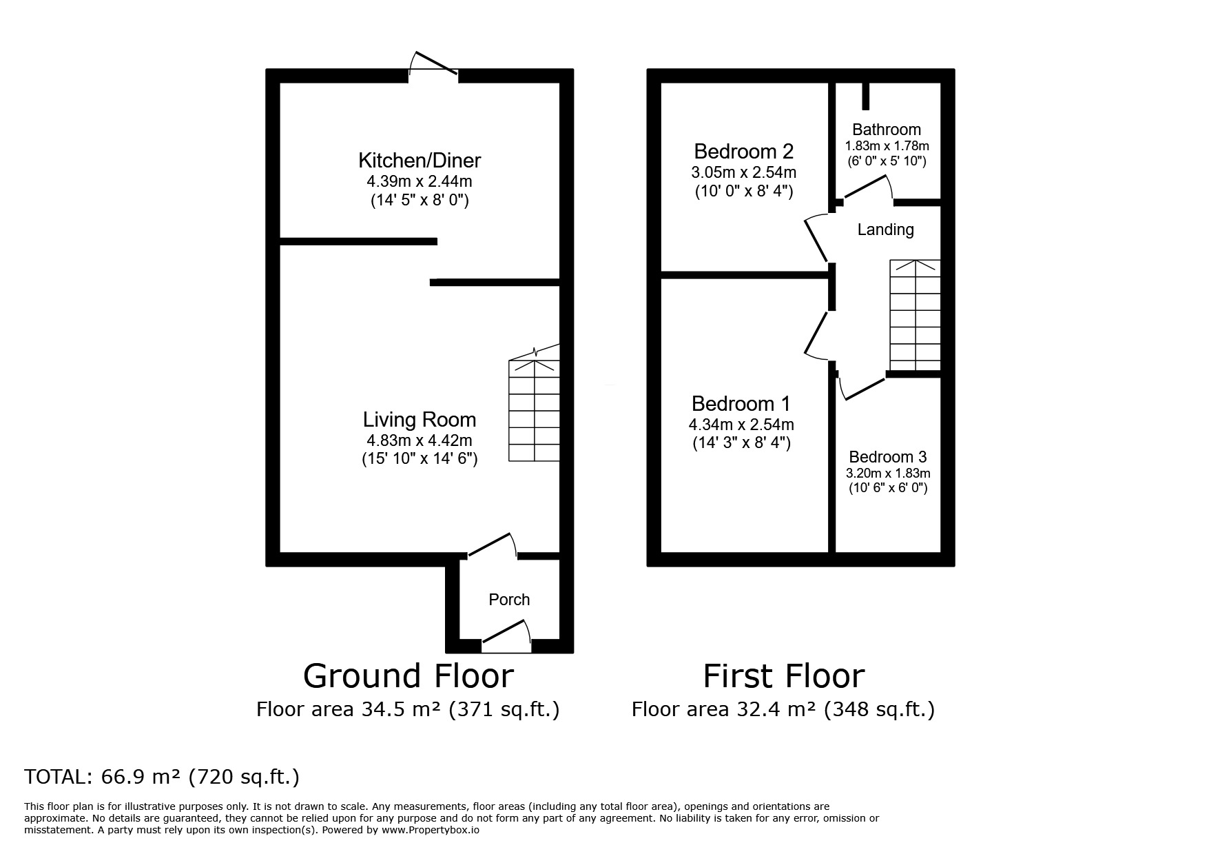 Floorplan of 3 bedroom Mid Terrace House for sale, Winster Grove, Heaviley, Cheshire, SK2