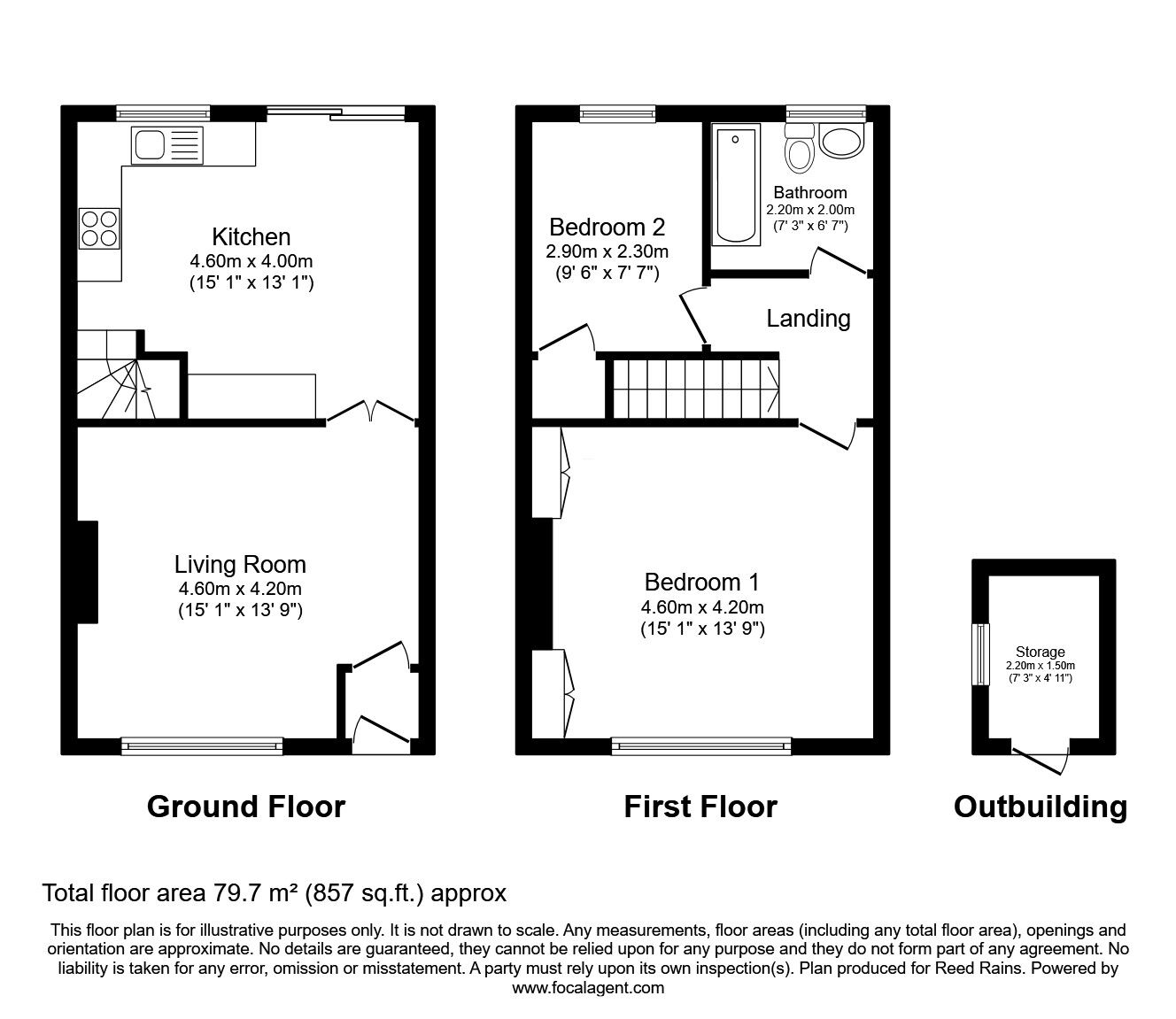 Floorplan of 2 bedroom Mid Terrace House for sale, Wellington Street, Hazel Grove, Cheshire, SK7