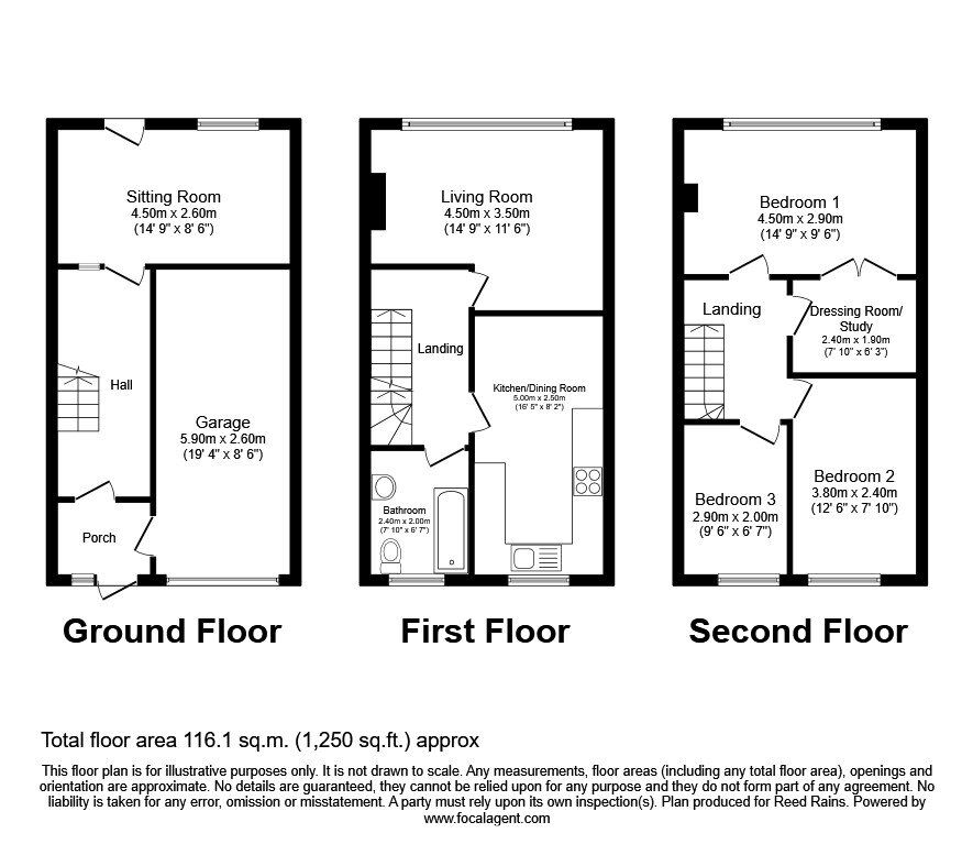 Floorplan of 3 bedroom Mid Terrace House for sale, Lowndes Lane, Offerton, Cheshire, SK2