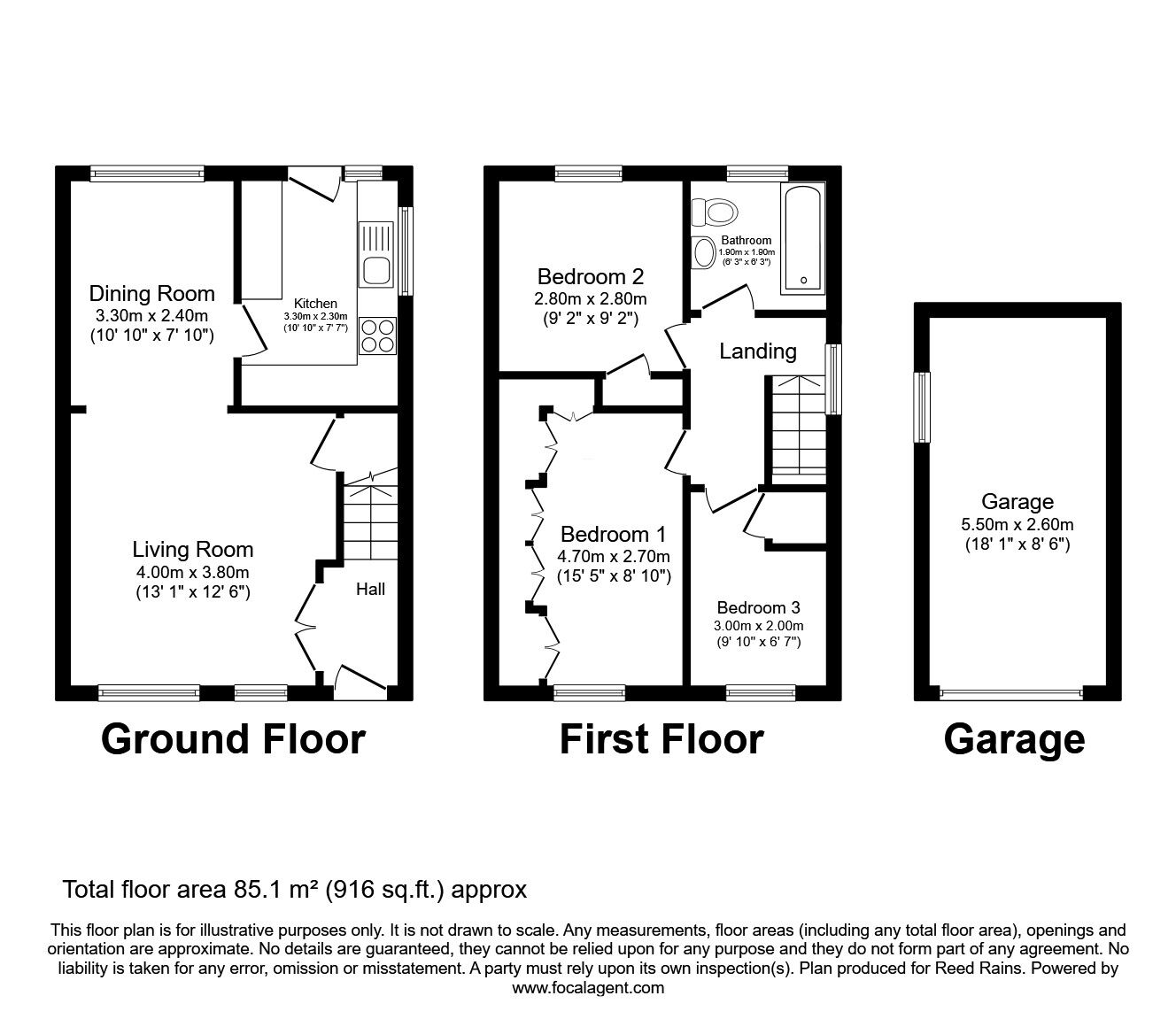 Floorplan of 3 bedroom Semi Detached House for sale, Langston Green, Hazel Grove, Cheshire, SK7