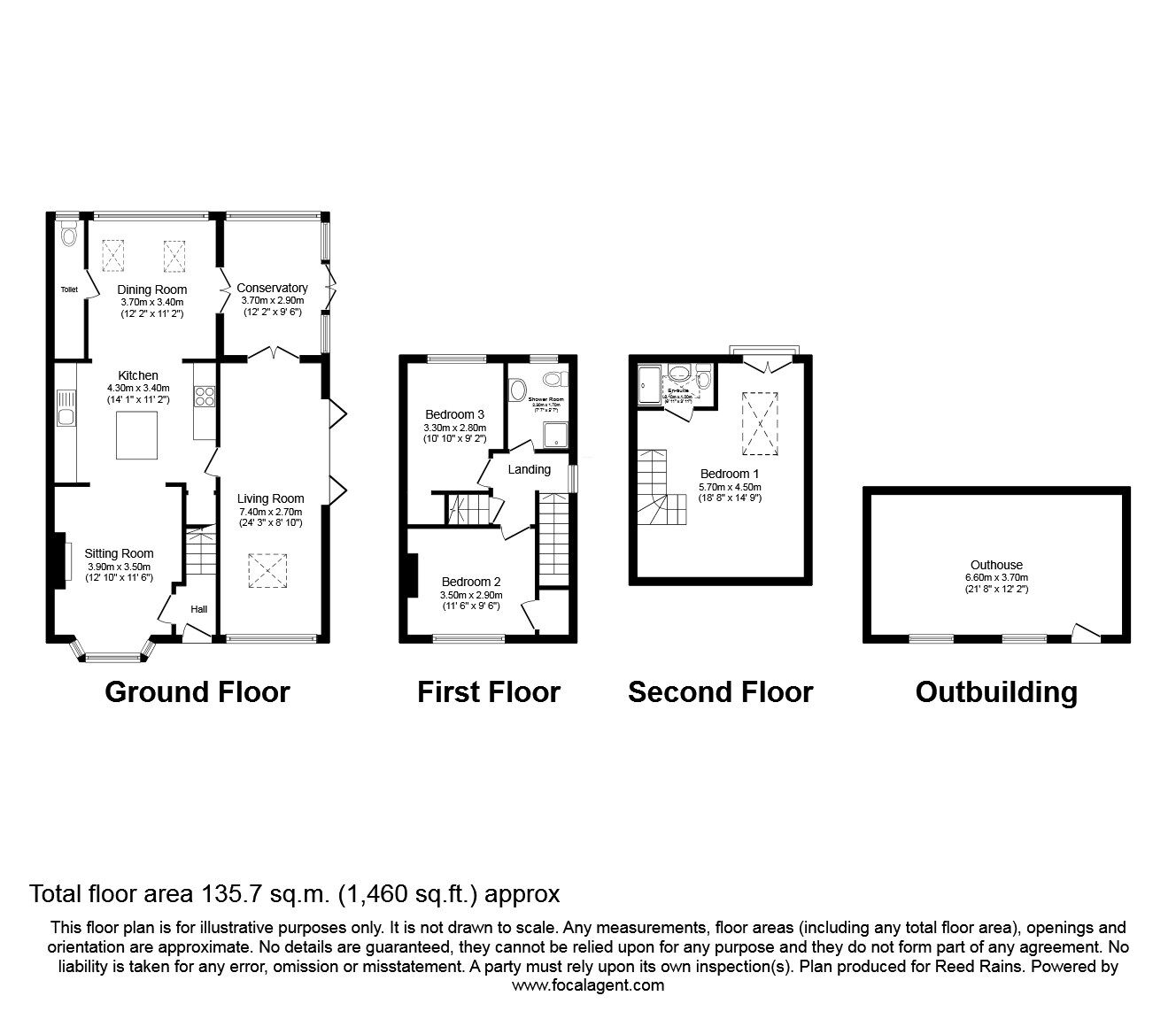 Floorplan of 3 bedroom Semi Detached House for sale, Buxton Road, Hazel Grove, Cheshire, SK7