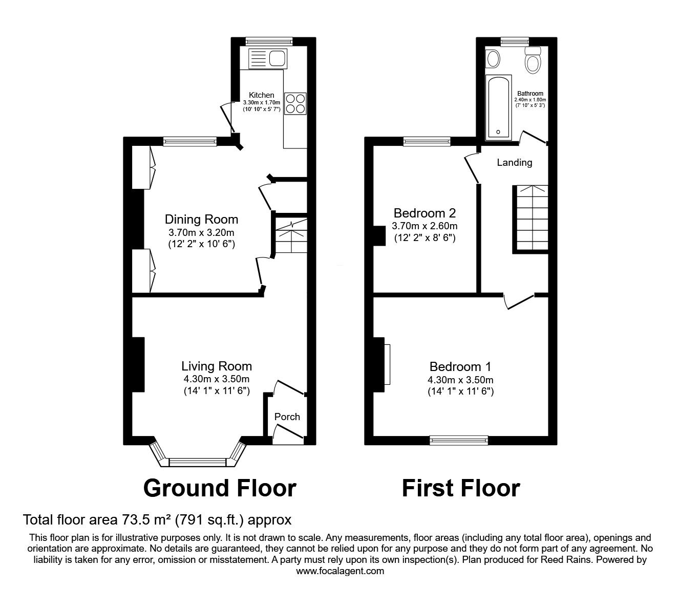 Floorplan of 2 bedroom Mid Terrace House for sale, Compstall Road, Marple Bridge, Cheshire, SK6