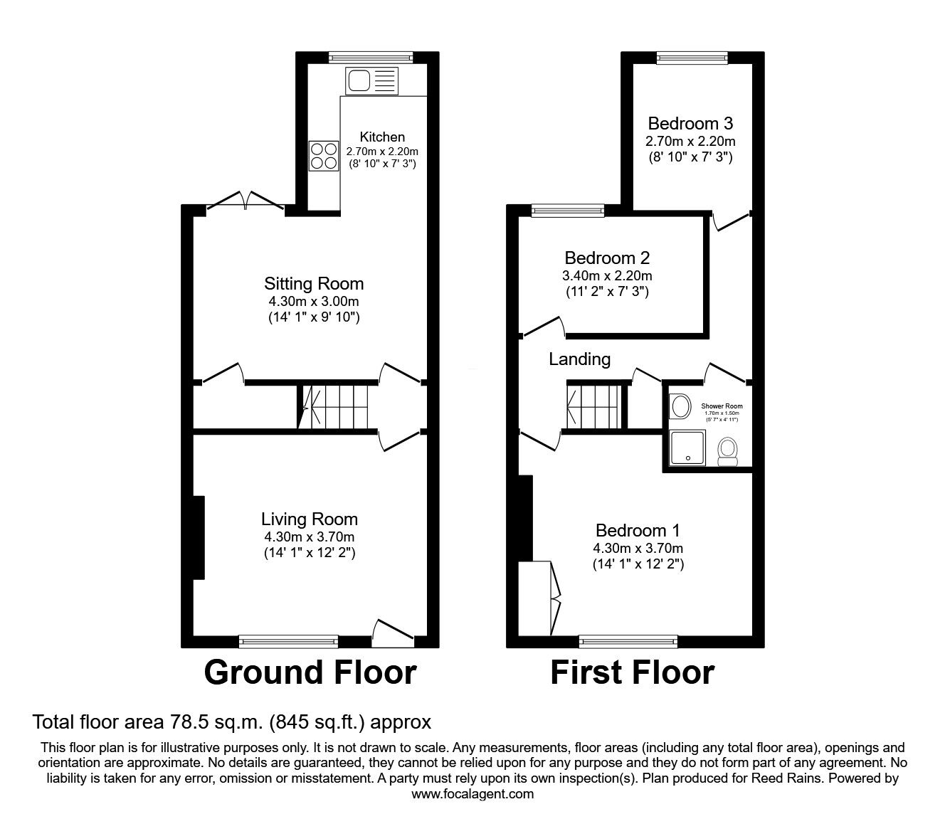 Floorplan of 3 bedroom Semi Detached House for sale, Napier Street, Hazel Grove, Cheshire, SK7