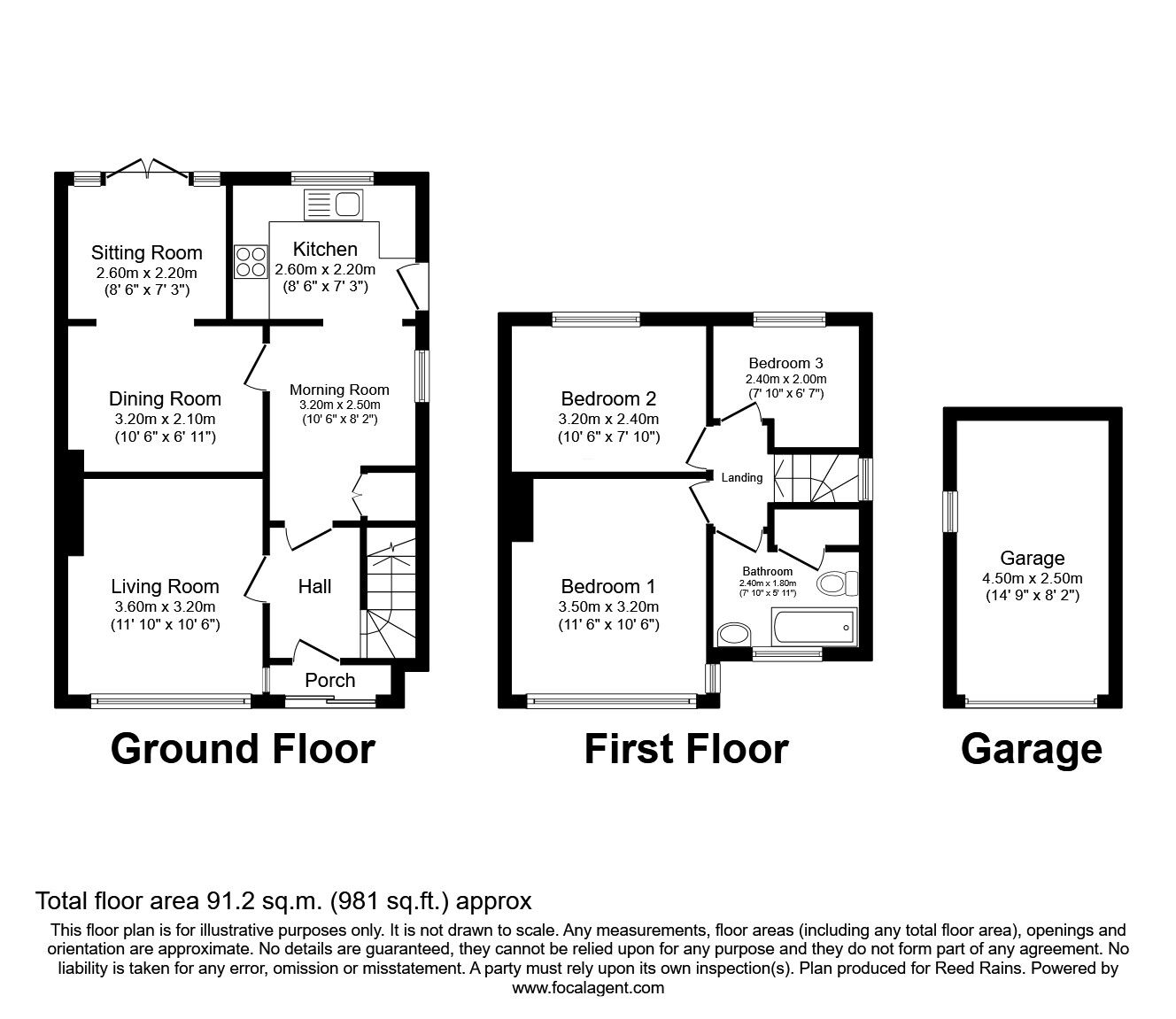 Floorplan of 3 bedroom Semi Detached House for sale, Bossington Close, Offerton, Cheshire, SK2