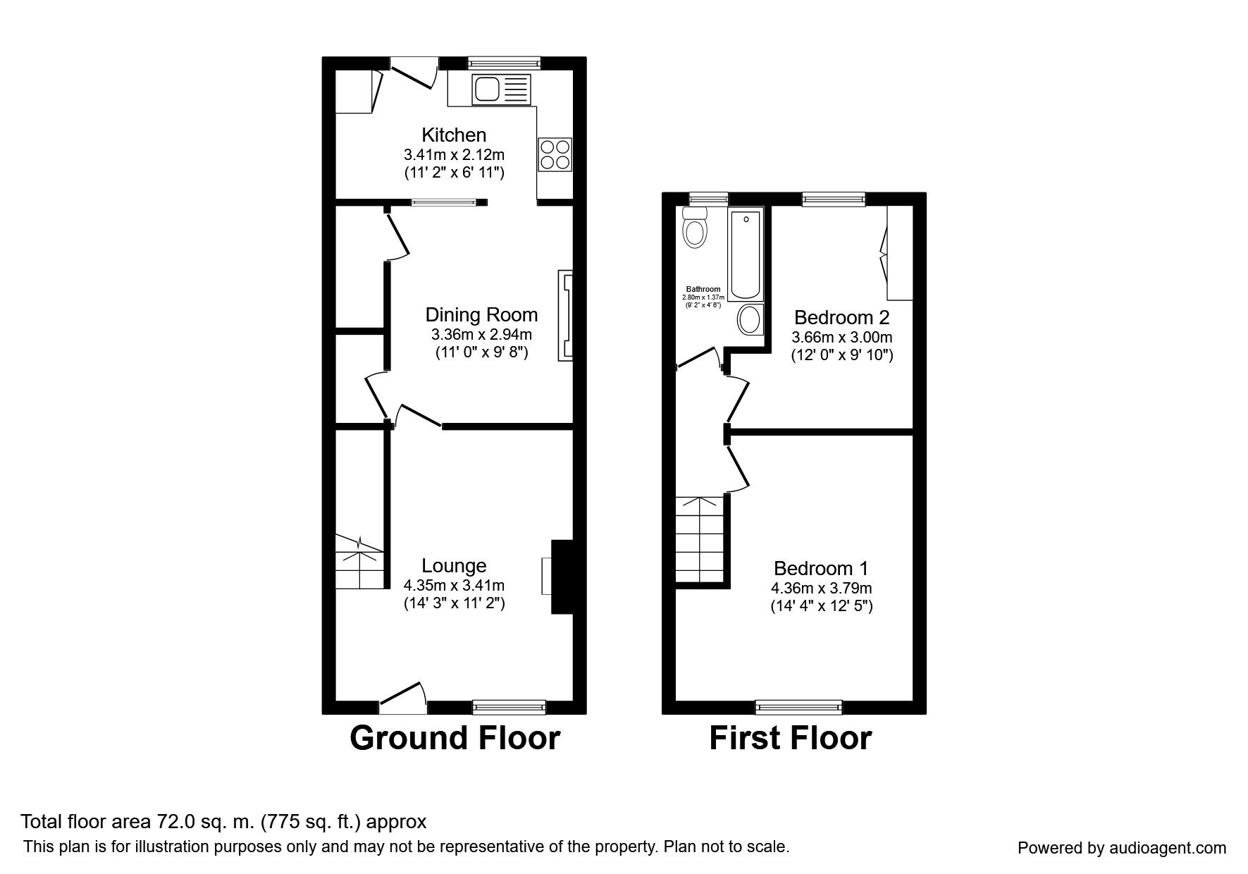 Floorplan of 2 bedroom Mid Terrace House for sale, Alldis Street, Great Moor, Cheshire, SK2