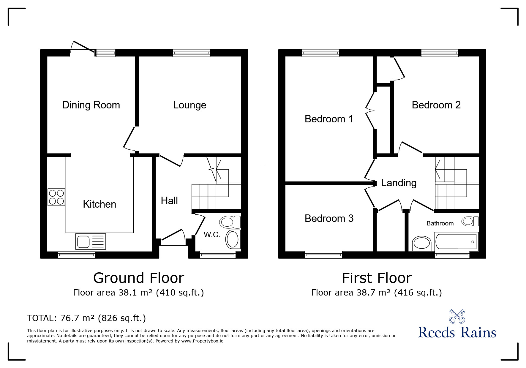 Floorplan of 3 bedroom Mid Terrace House for sale, Totridge Close, Offerton, Cheshire, SK2