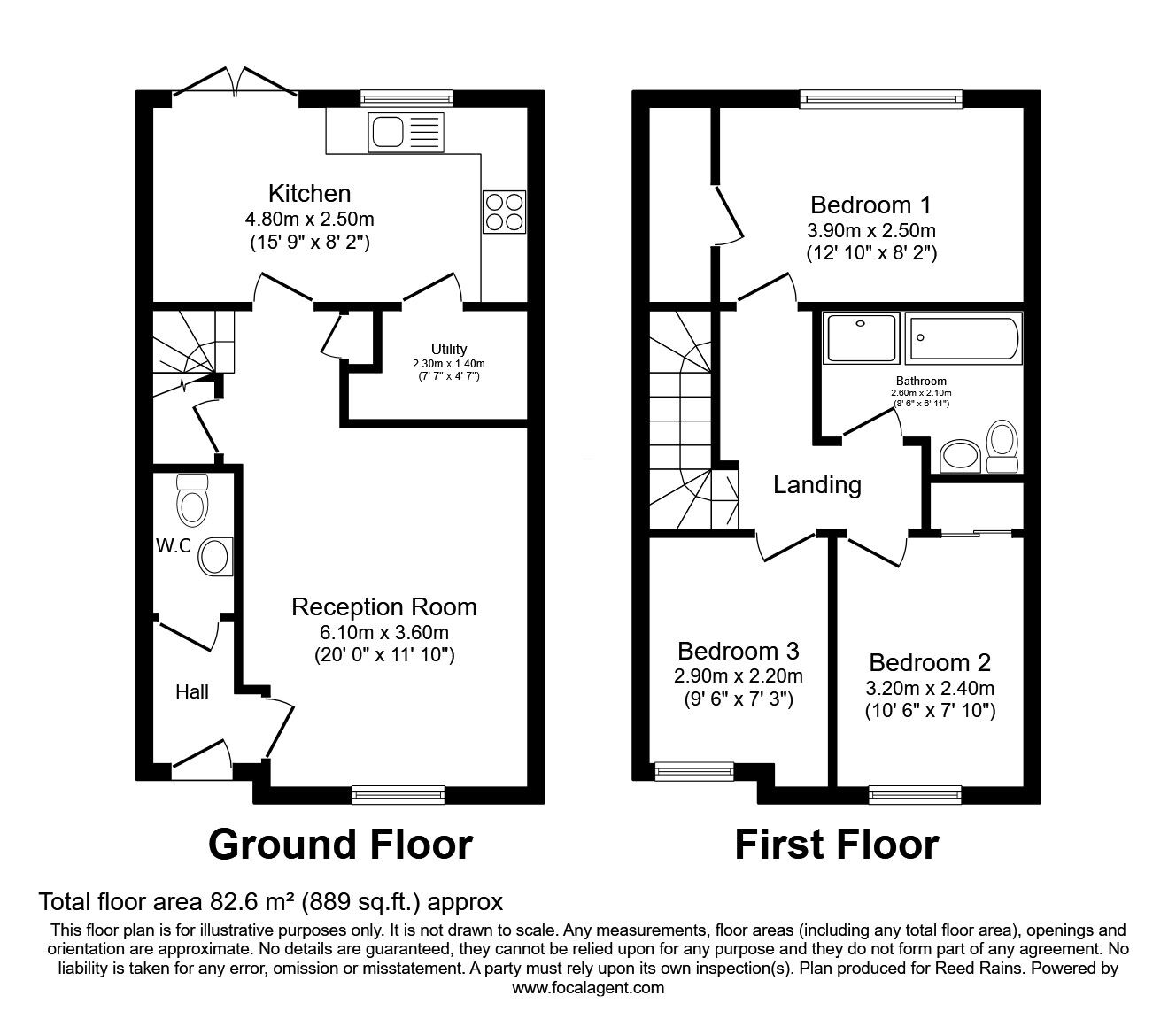 Floorplan of 3 bedroom Mid Terrace House for sale, Printers Drive, Strines, Cheshire, SK6