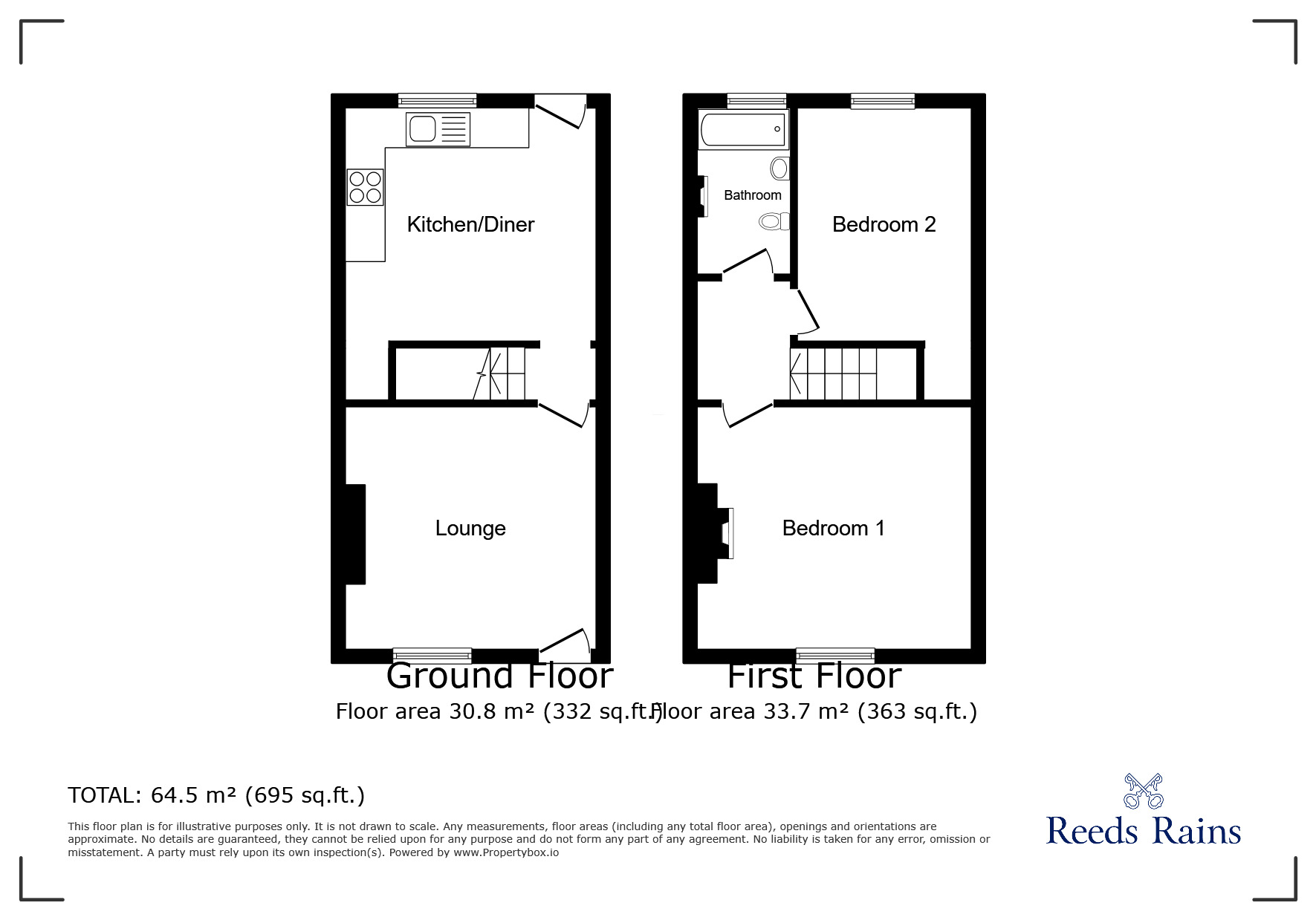 Floorplan of 2 bedroom End Terrace House for sale, Great Moor Street, Great Moor, Cheshire, SK2