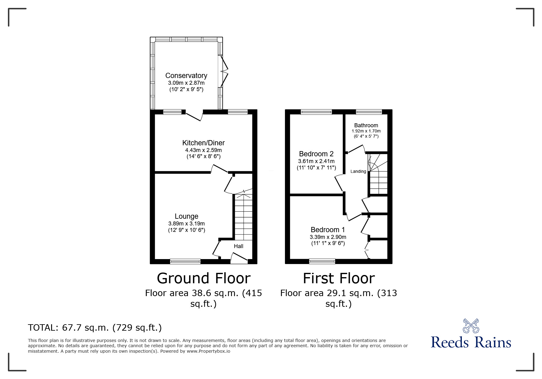 Floorplan of 2 bedroom Semi Detached House for sale, Shearwater Road, Offerton, Cheshire, SK2