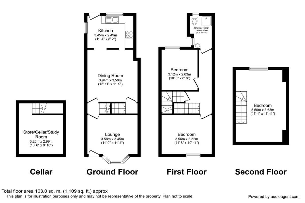 Floorplan of 3 bedroom Mid Terrace House to rent, Thoresby Road, Sheffield, S6