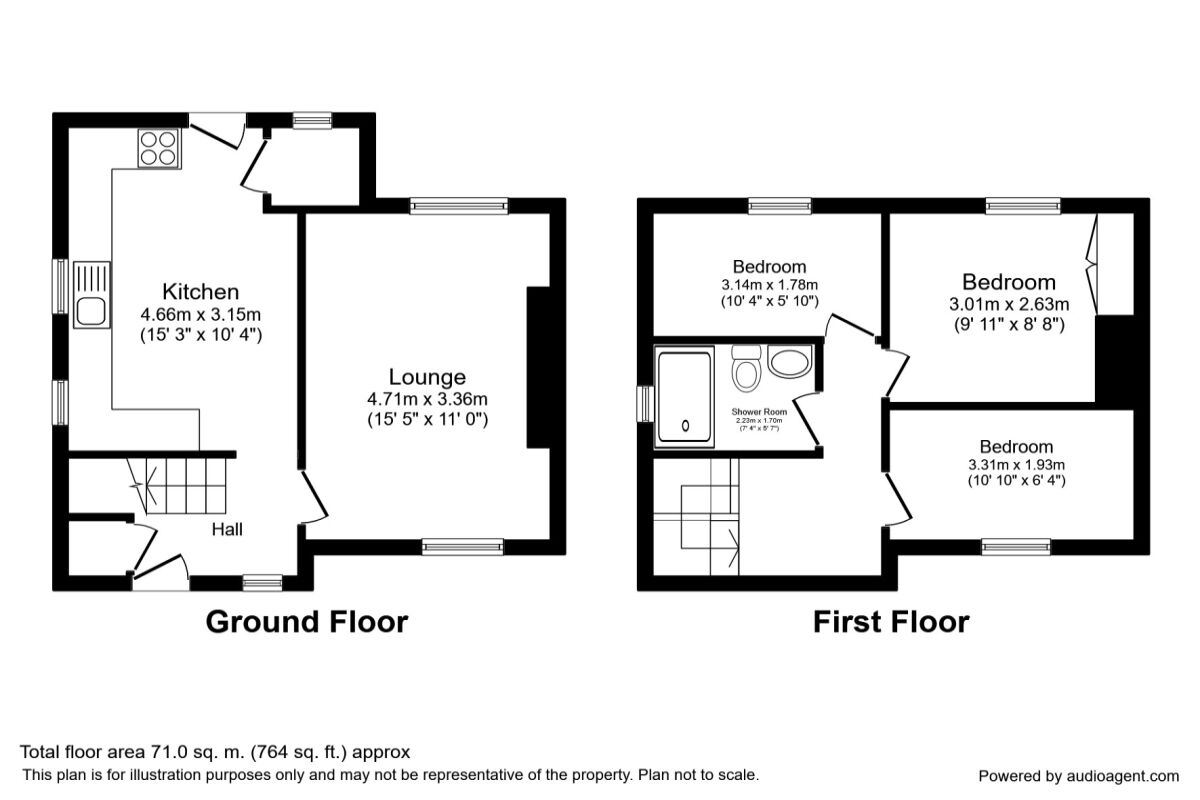 Floorplan of 3 bedroom Semi Detached House to rent, Hallowmoor Road, Sheffield, S6