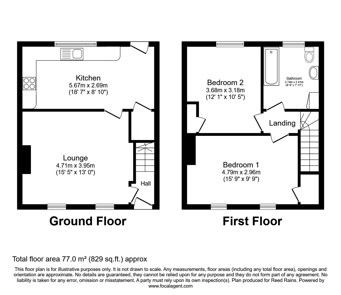 Floorplan of 2 bedroom End Terrace House for sale, Stubbin Lane, Sheffield, South Yorkshire, S5