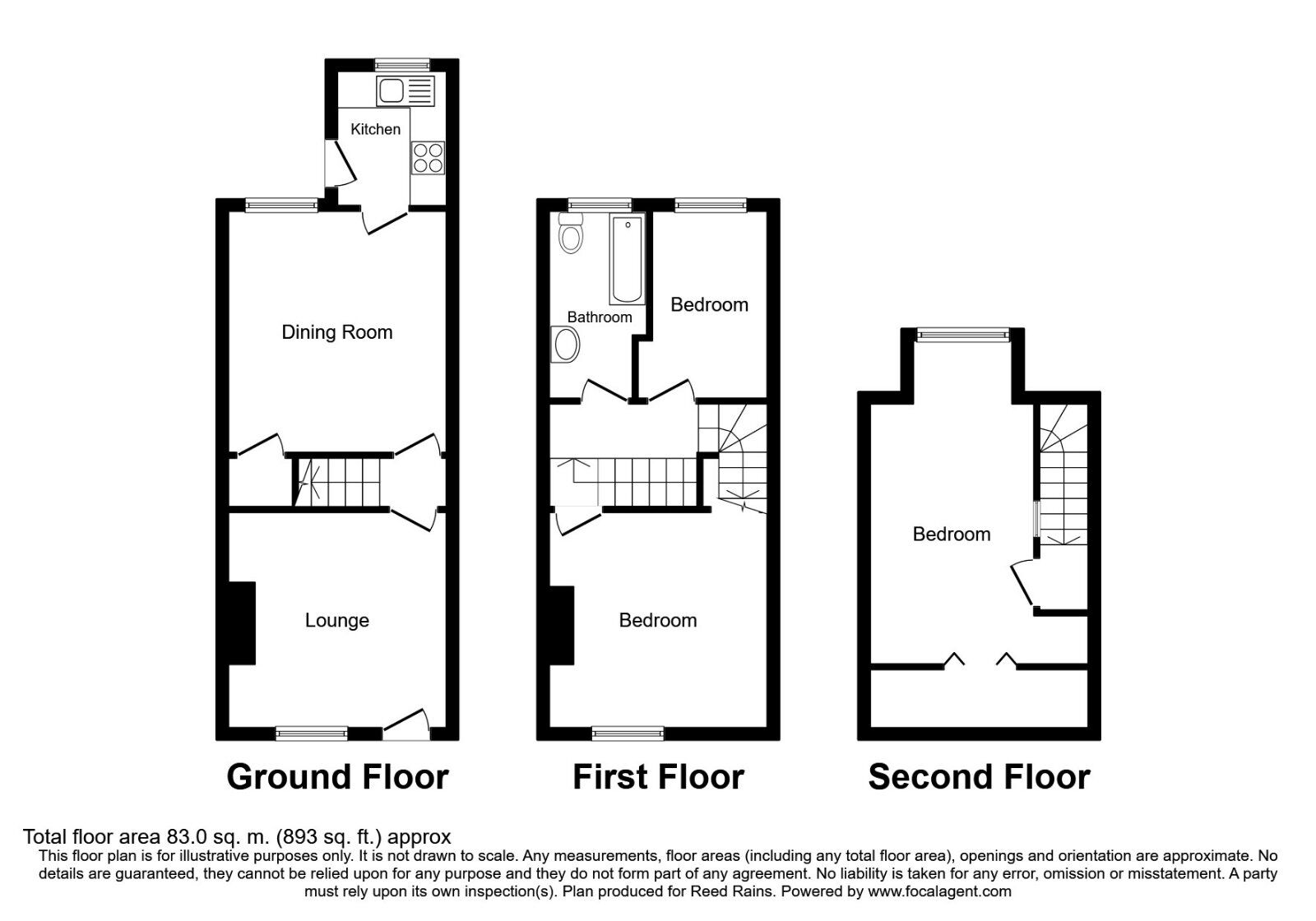 Floorplan of 3 bedroom End Terrace House to rent, Findon Street, Sheffield, South Yorkshire, S6