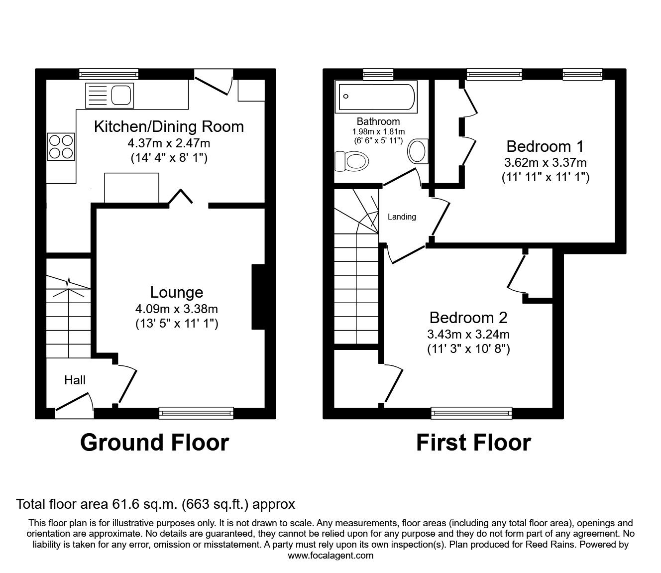 Floorplan of 2 bedroom End Terrace House to rent, Dryden Road, Sheffield, South Yorkshire, S5