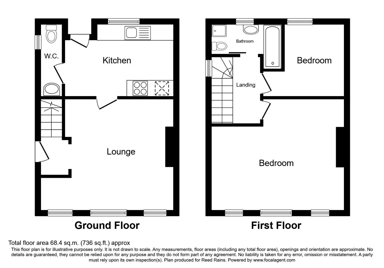 Floorplan of 2 bedroom Semi Detached House to rent, Deerlands Close, Sheffield, South Yorkshire, S5