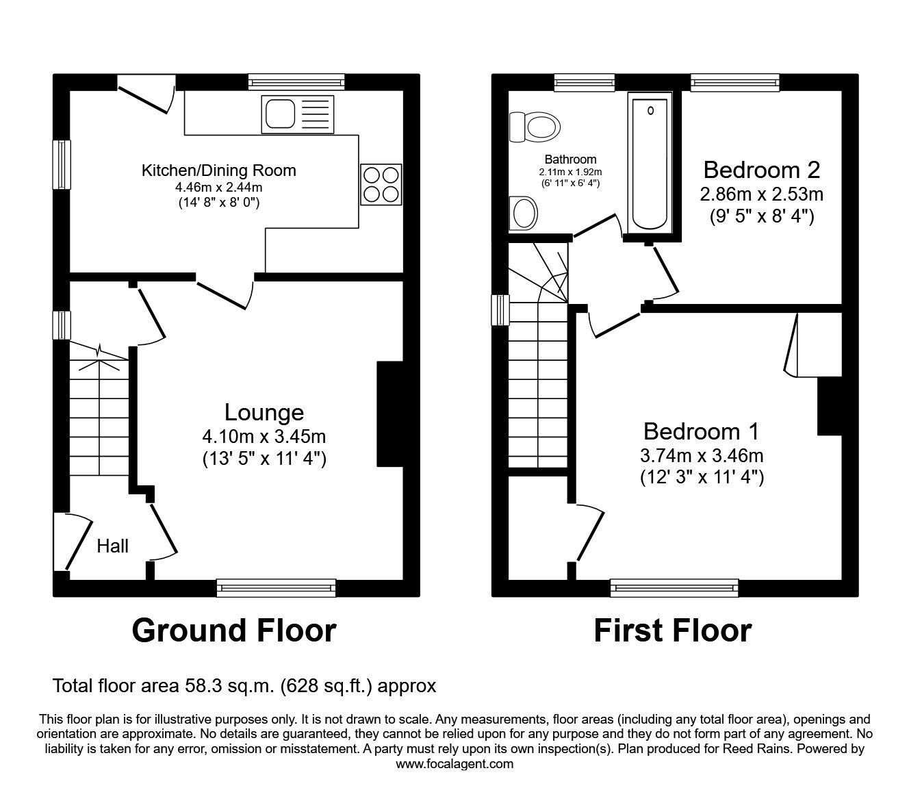 Floorplan of 2 bedroom End Terrace House to rent, Wolfe Road, Sheffield, South Yorkshire, S6