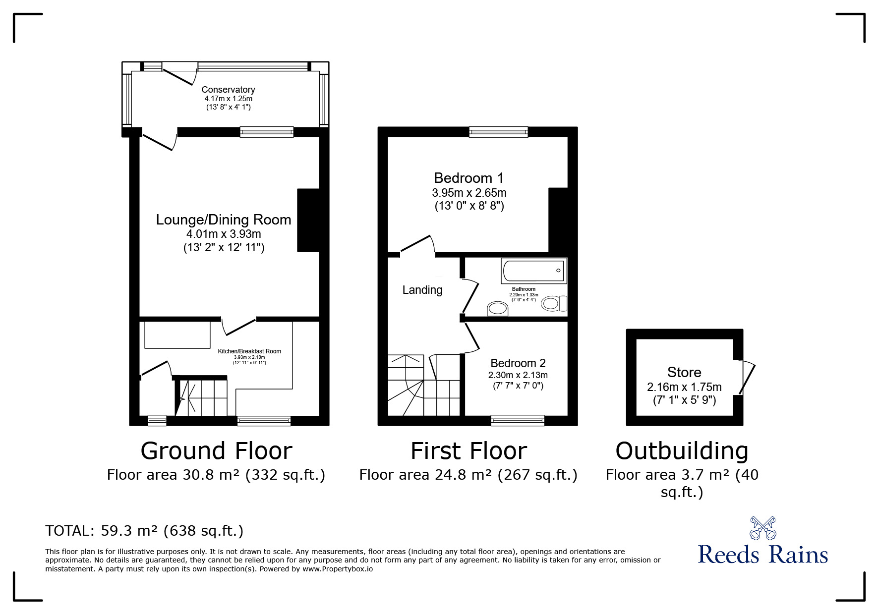 Floorplan of 2 bedroom Mid Terrace House to rent, Hillcrest Drive, Oughtibridge, South Yorkshire, S35