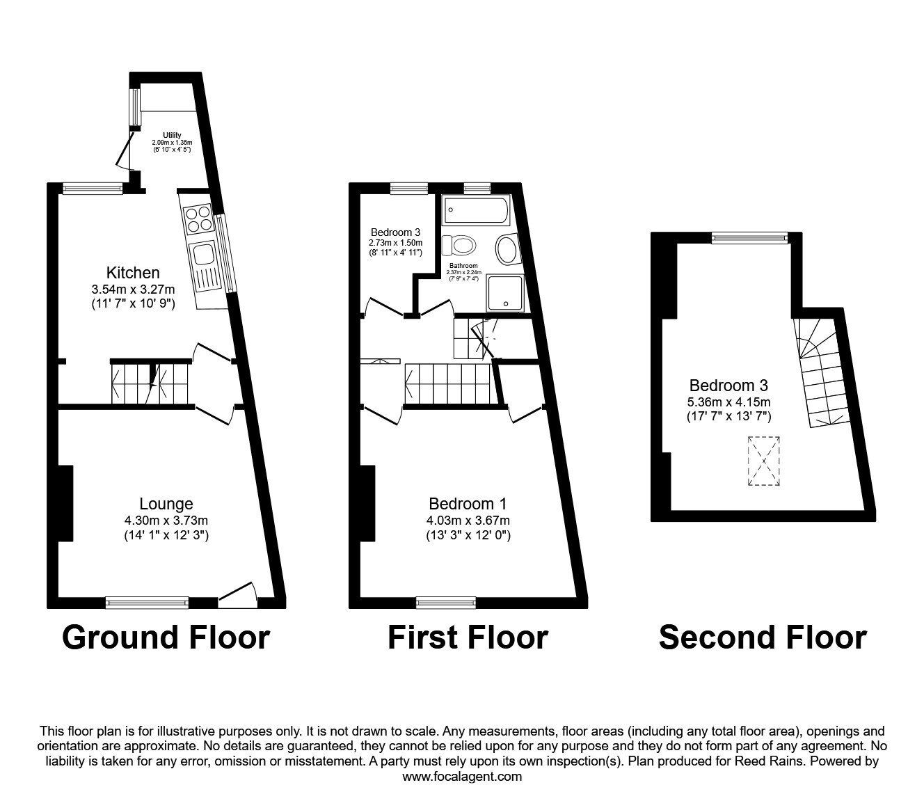 Floorplan of 3 bedroom End Terrace House to rent, Bute Street, Sheffield, South Yorkshire, S10