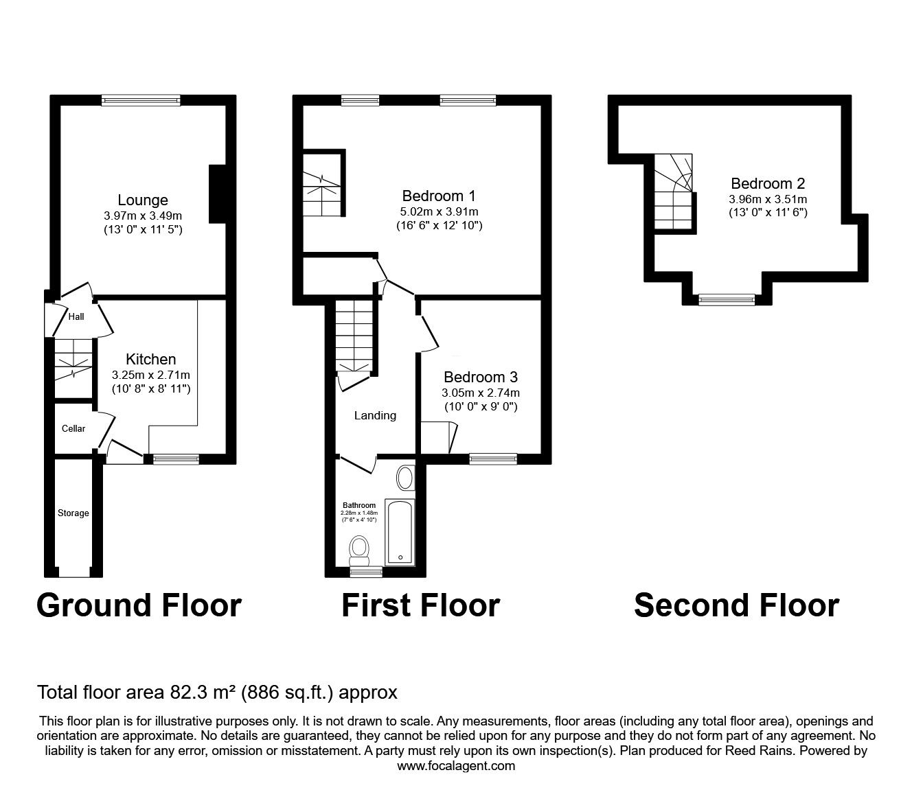 Floorplan of 3 bedroom Mid Terrace House for sale, Hillsborough Place, Sheffield, South Yorkshire, S6