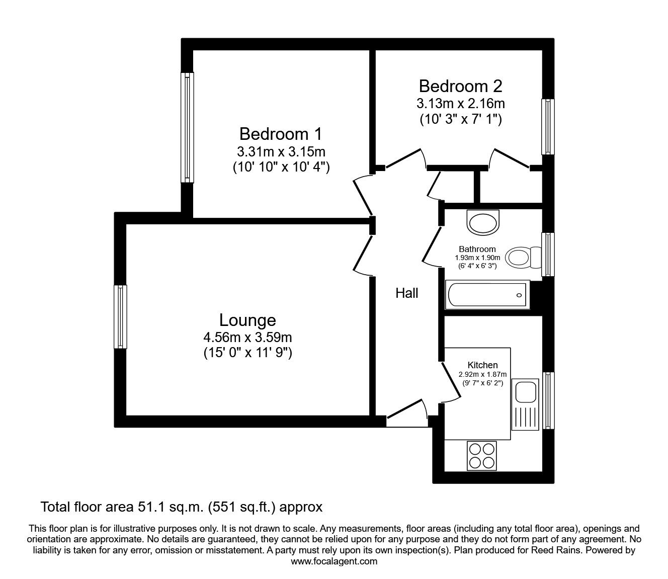 Floorplan of 2 bedroom  Flat to rent, Fielder Mews, Sheffield, South Yorkshire, S5