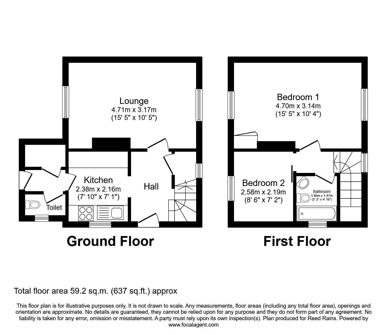 Floorplan of 2 bedroom Semi Detached House to rent, Deerlands Close, Sheffield, South Yorkshire, S5