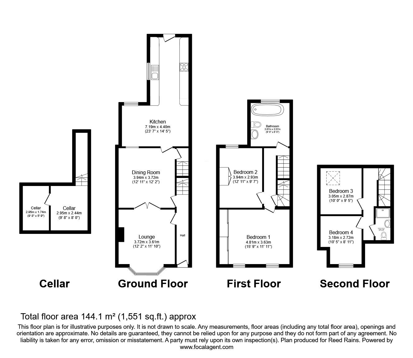 Floorplan of 4 bedroom Mid Terrace House for sale, Firth Park Road, Sheffield, South Yorkshire, S5