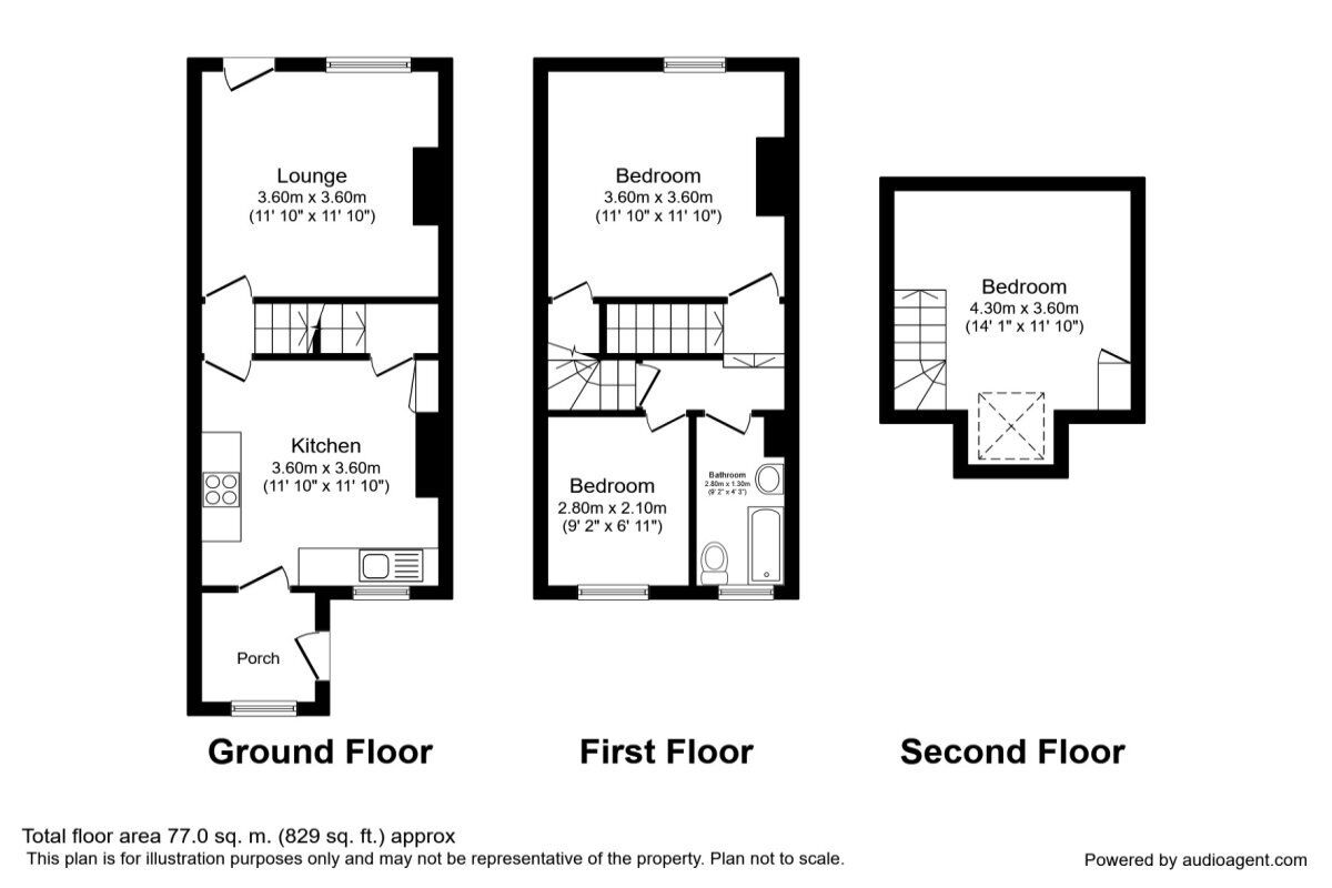 Floorplan of 3 bedroom Mid Terrace House to rent, Kirkstone Road, Sheffield, South Yorkshire, S6