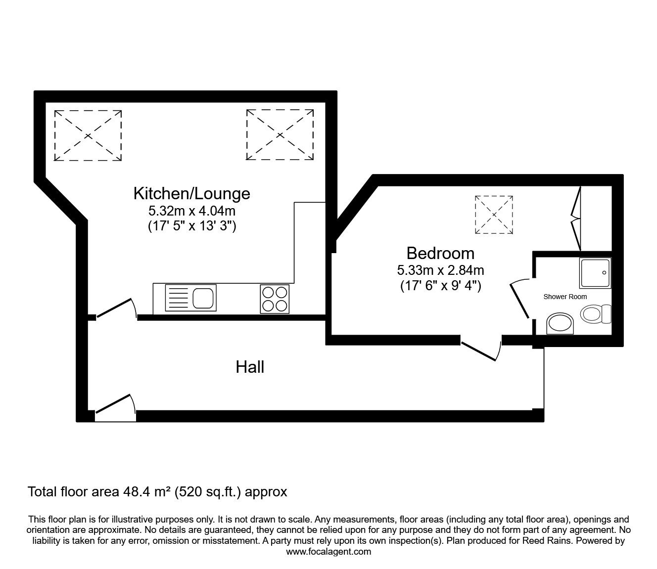 Floorplan of 1 bedroom  Room for sale, Flat 12 Heritage Hall, 200 Crookes Valley Road, South Yorkshire, S10