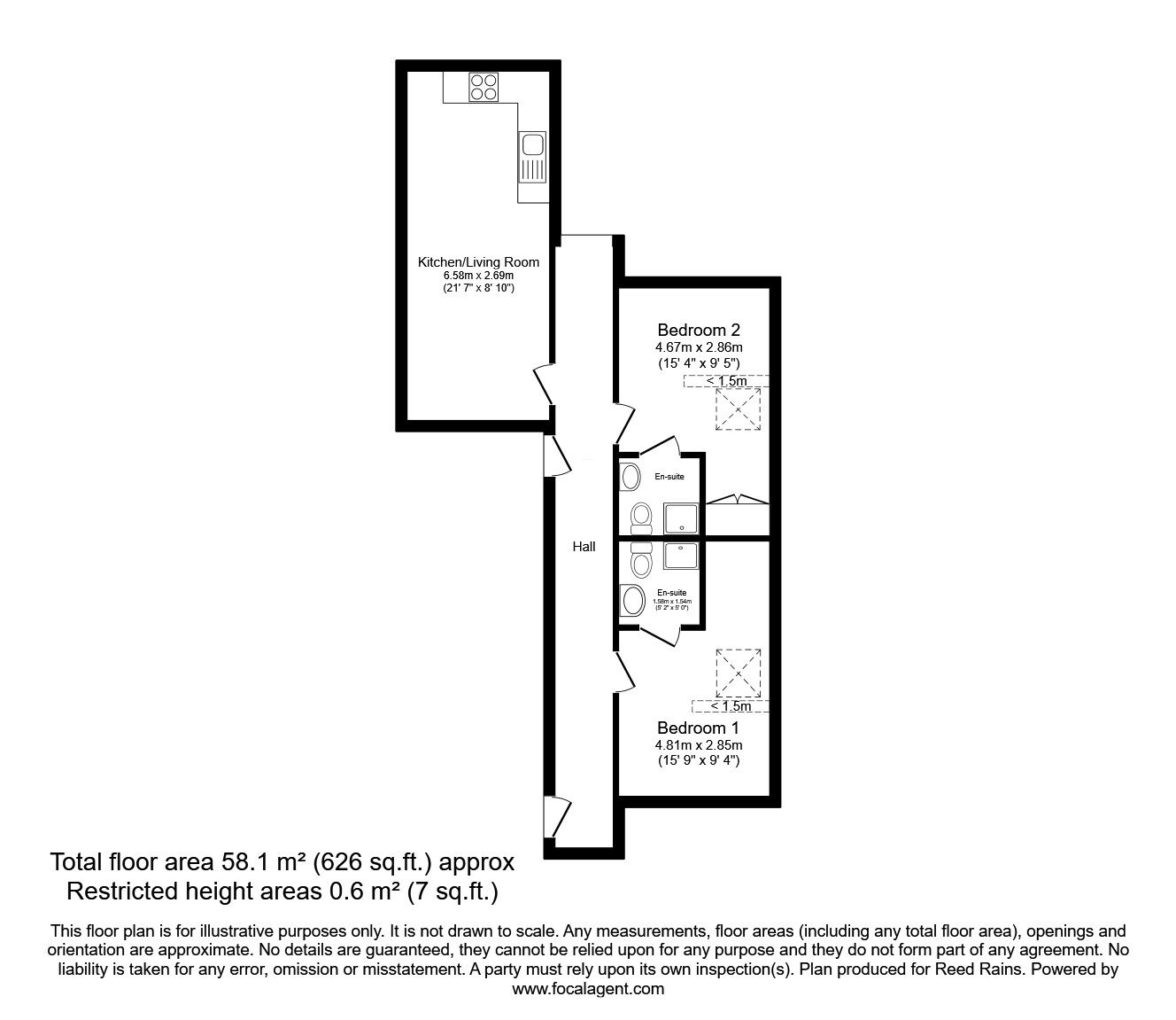 Floorplan of 1 bedroom  Room for sale, Flat 12 Heritage Hall, 200 Crookes Valley Road, South Yorkshire, S10