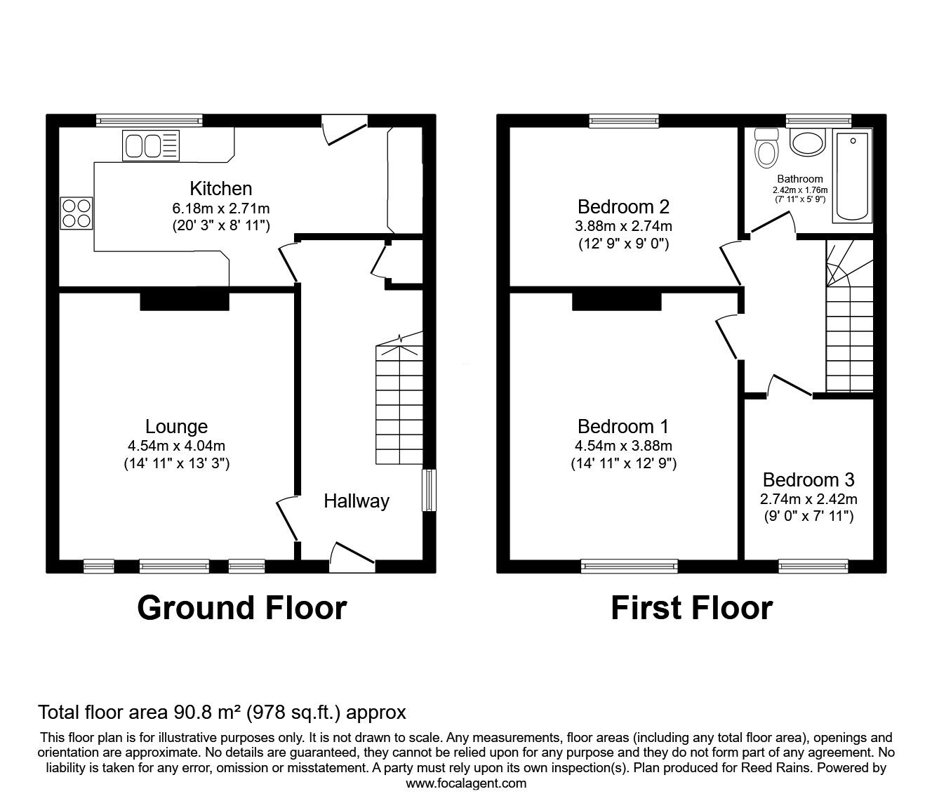 Floorplan of 3 bedroom Semi Detached House for sale, Wheata Road, Sheffield, South Yorkshire, S5