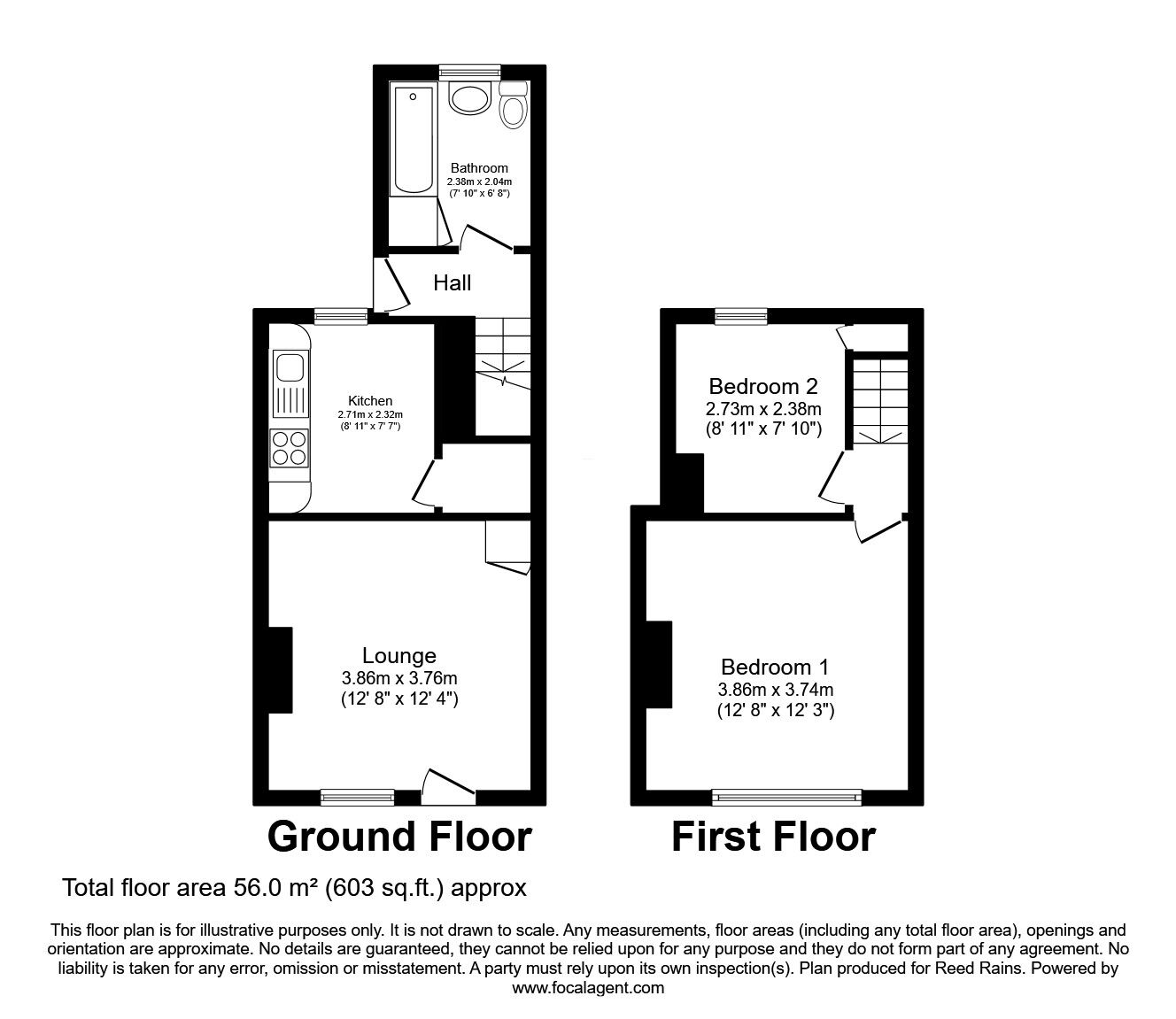 Floorplan of 2 bedroom Mid Terrace House for sale, Beechwood Road, Sheffield, South Yorkshire, S6