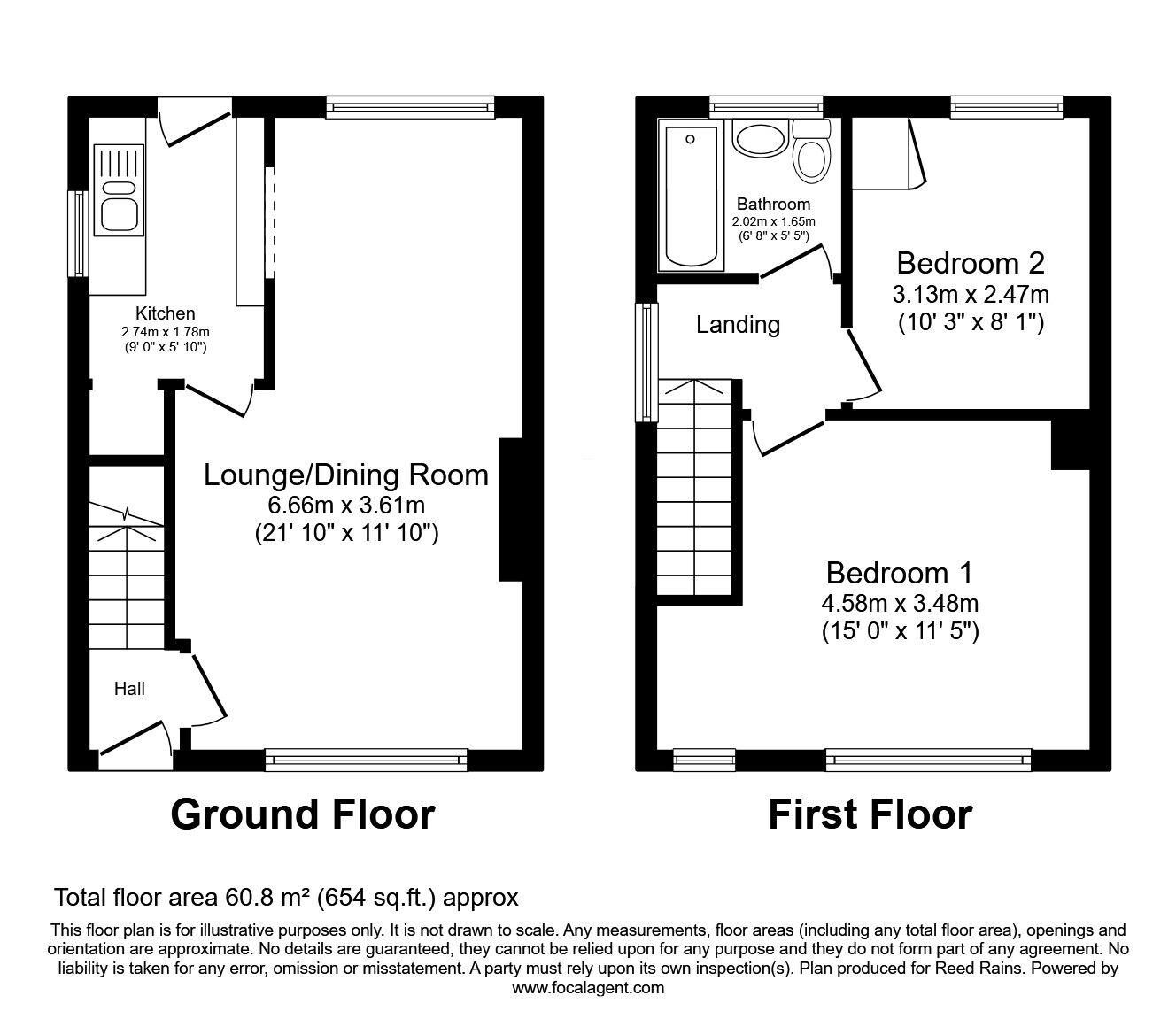 Floorplan of 2 bedroom Semi Detached House for sale, Beacon Road, Sheffield, South Yorkshire, S9