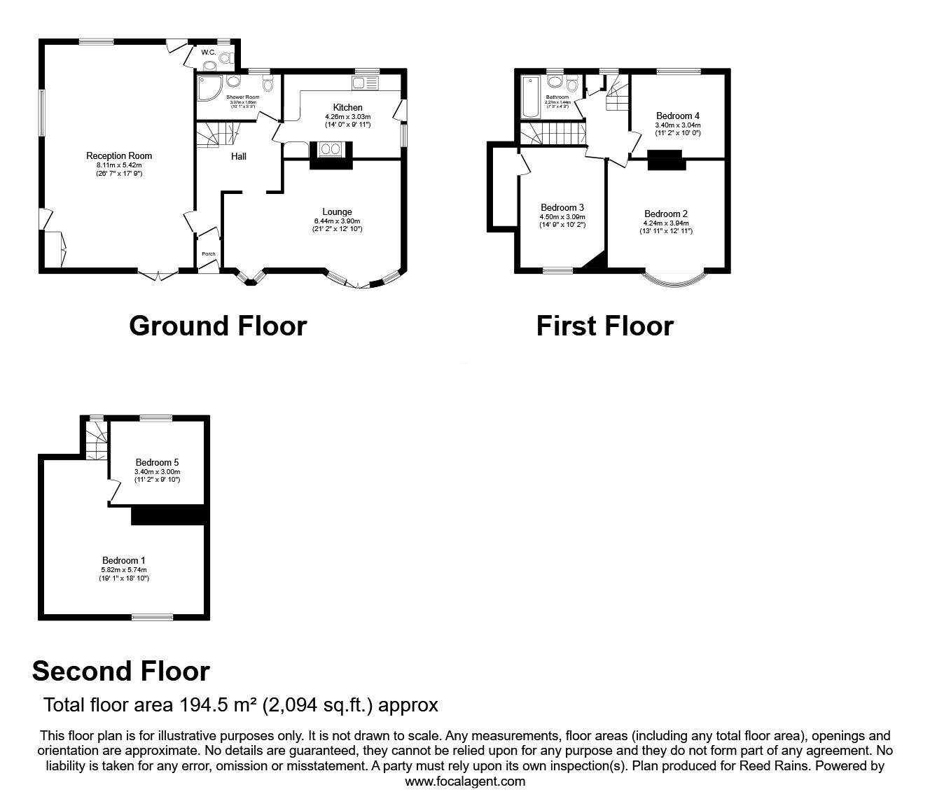 Floorplan of 5 bedroom Detached House for sale, Wincobank Avenue, Sheffield, South Yorkshire, S5