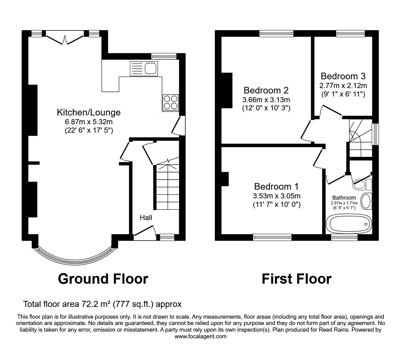 Floorplan of 3 bedroom Semi Detached House for sale, Longley Lane, Sheffield, South Yorkshire, S5