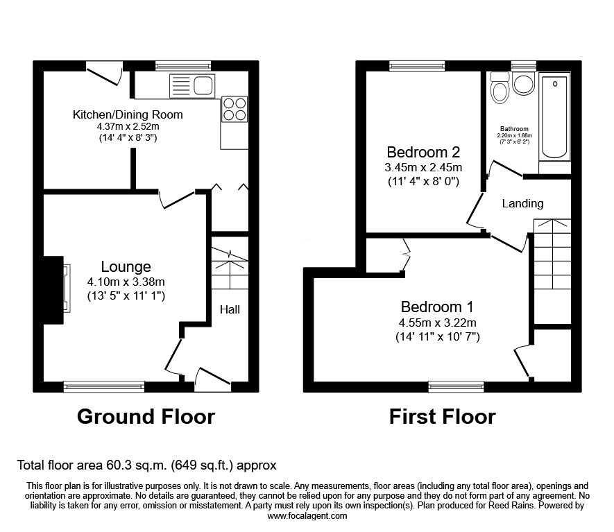 Floorplan of 2 bedroom Mid Terrace House for sale, Penrith Road, Sheffield, South Yorkshire, S5