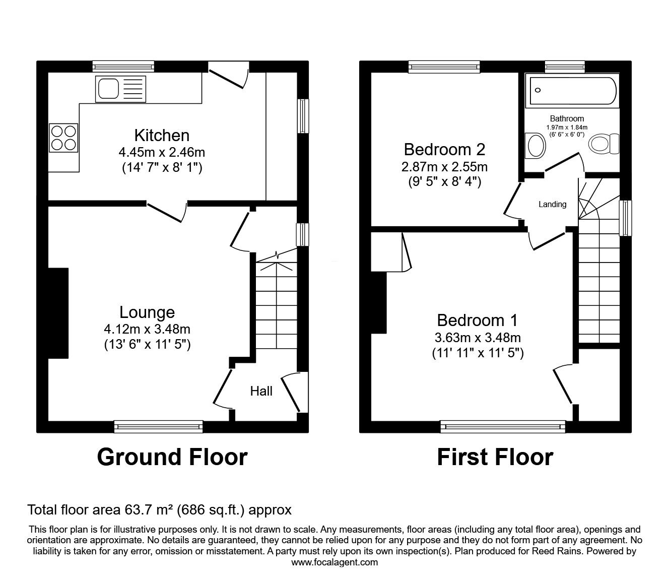 Floorplan of 2 bedroom End Terrace House for sale, Deerlands Avenue, Sheffield, South Yorkshire, S5