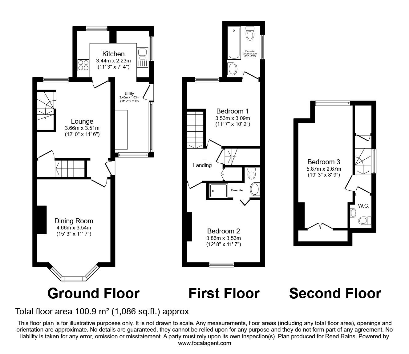 Floorplan of 3 bedroom Semi Detached House for sale, Hunter Road, Sheffield, South Yorkshire, S6