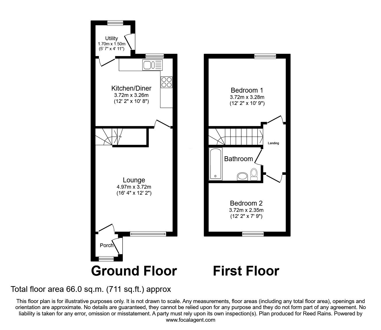 Floorplan of 2 bedroom End Terrace House for sale, Hunter Road, Sheffield, South Yorkshire, S6