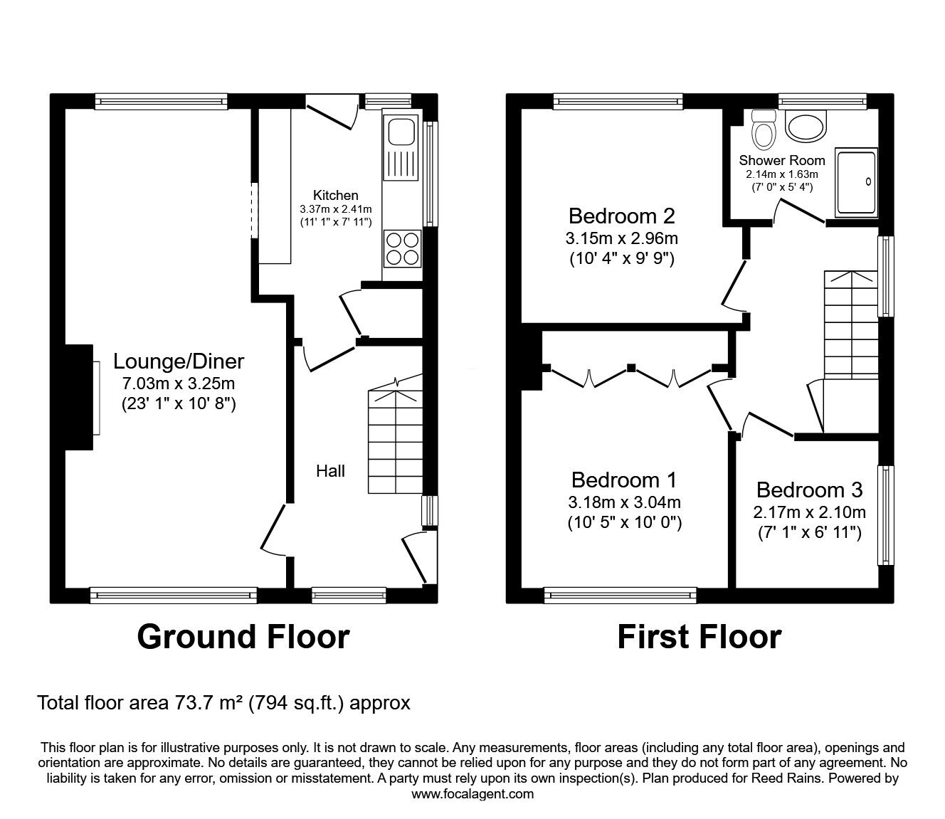 Floorplan of 3 bedroom Semi Detached House for sale, Studfield Hill, Sheffield, South Yorkshire, S6