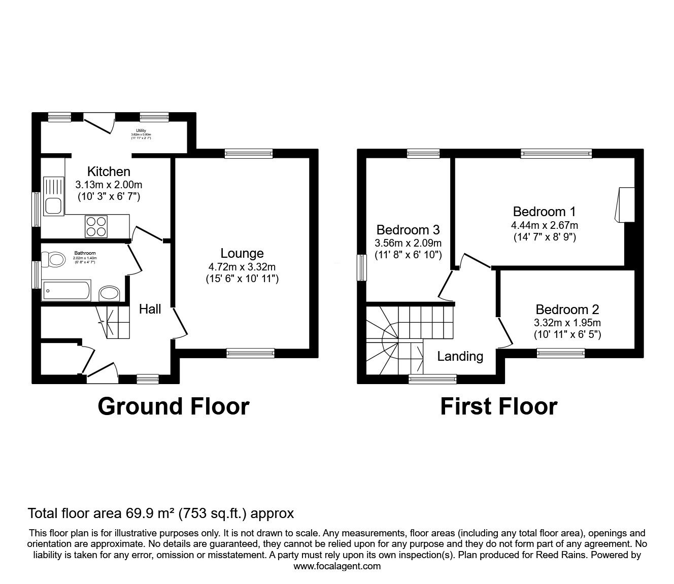 Floorplan of 3 bedroom Semi Detached House for sale, Dial House Road, Sheffield, South Yorkshire, S6