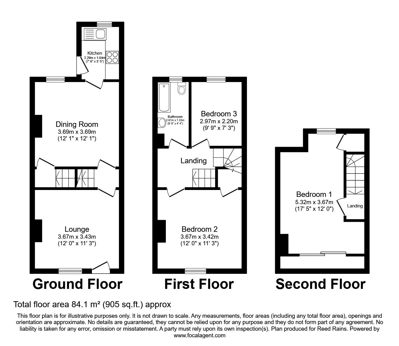 Floorplan of 3 bedroom Mid Terrace House for sale, Hawksworth Road, Sheffield, South Yorkshire, S6