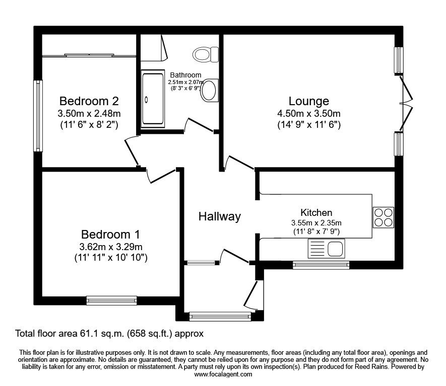 Floorplan of 2 bedroom Detached Bungalow for sale, Fernlea Grove, Ecclesfield, South Yorkshire, S35