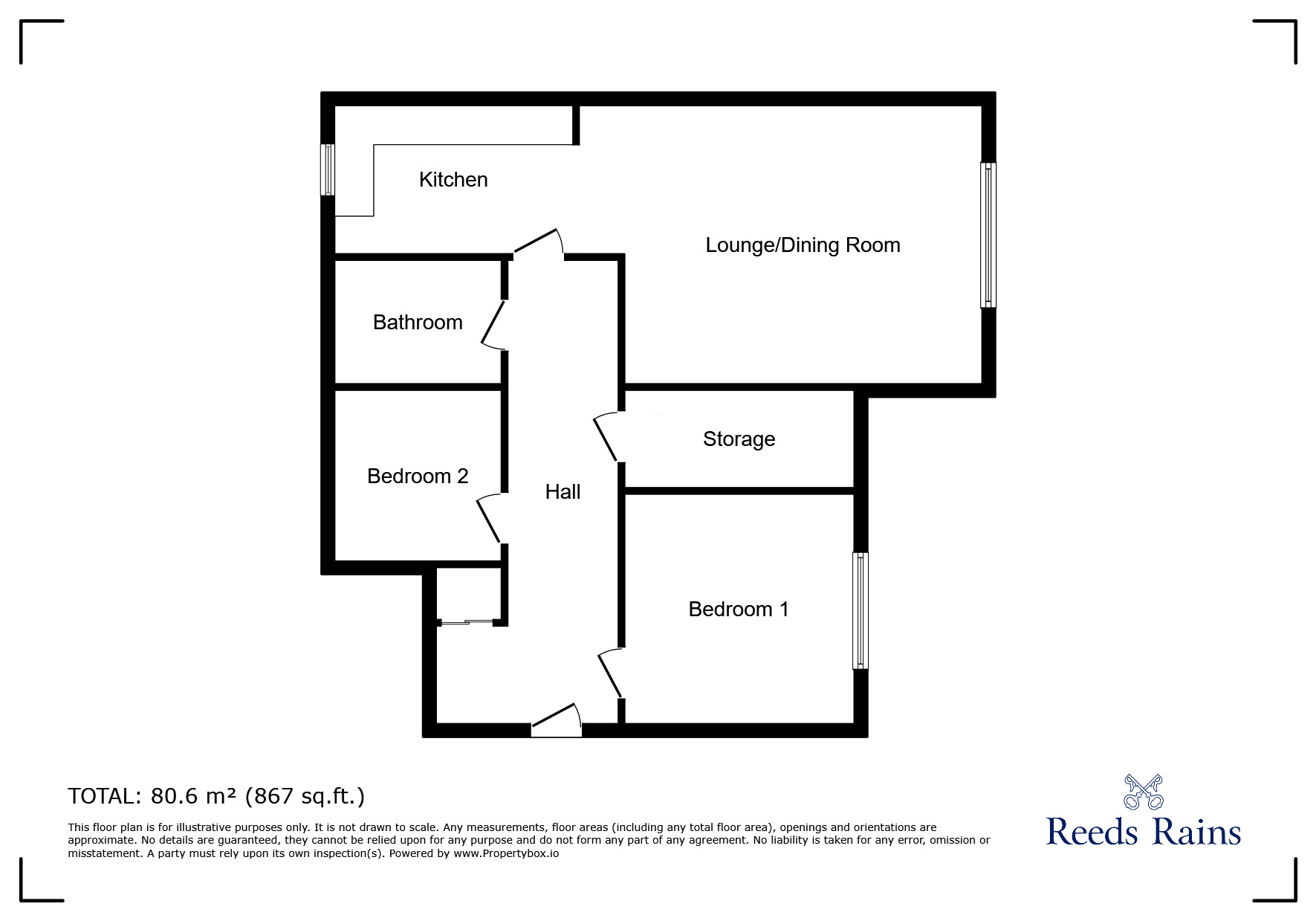 Floorplan of 2 bedroom  Flat to rent, Crabtree Lane, Sheffield, South Yorkshire, S5