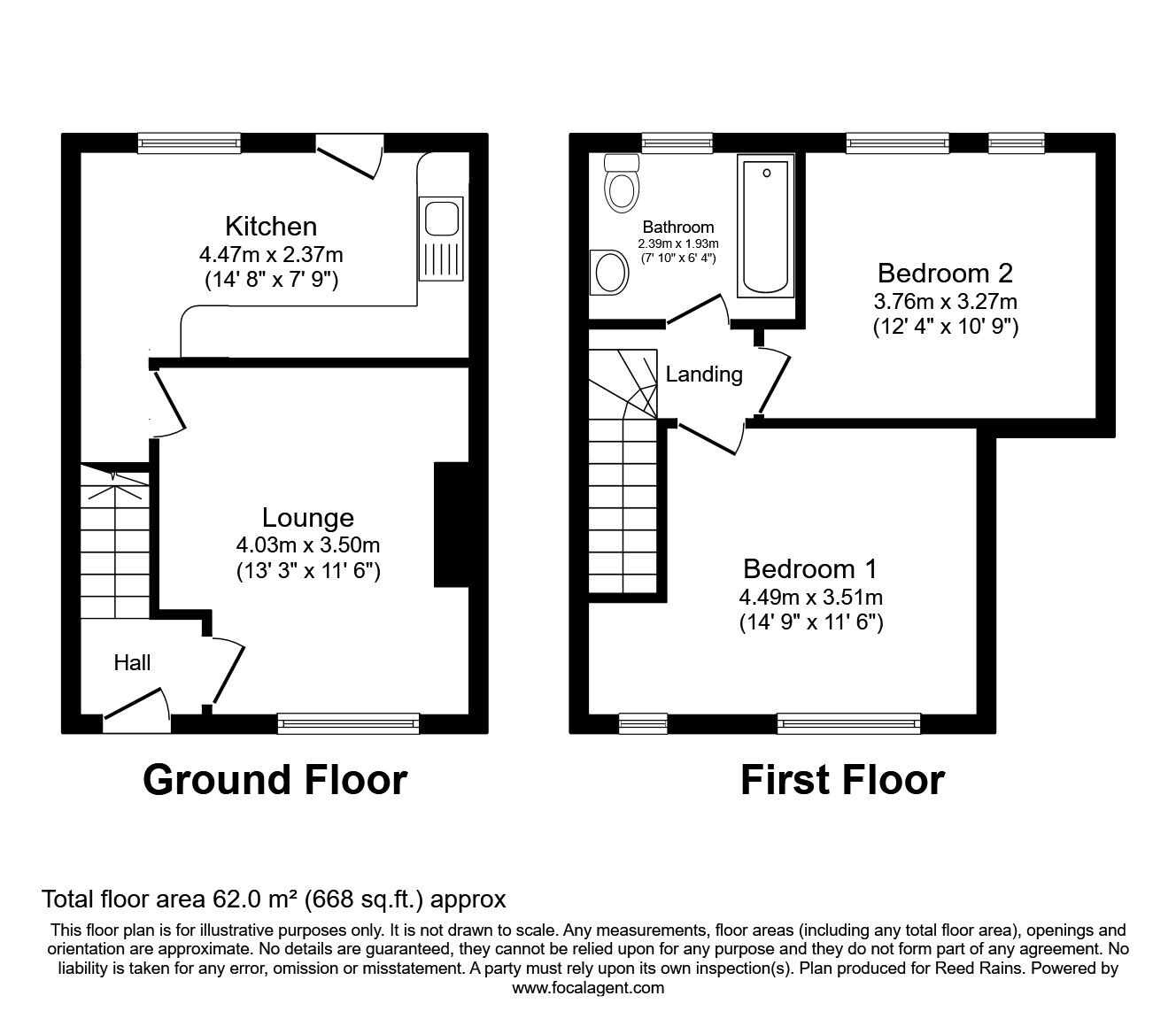 Floorplan of 2 bedroom Mid Terrace House for sale, Oaks Fold Road, Sheffield, South Yorkshire, S5