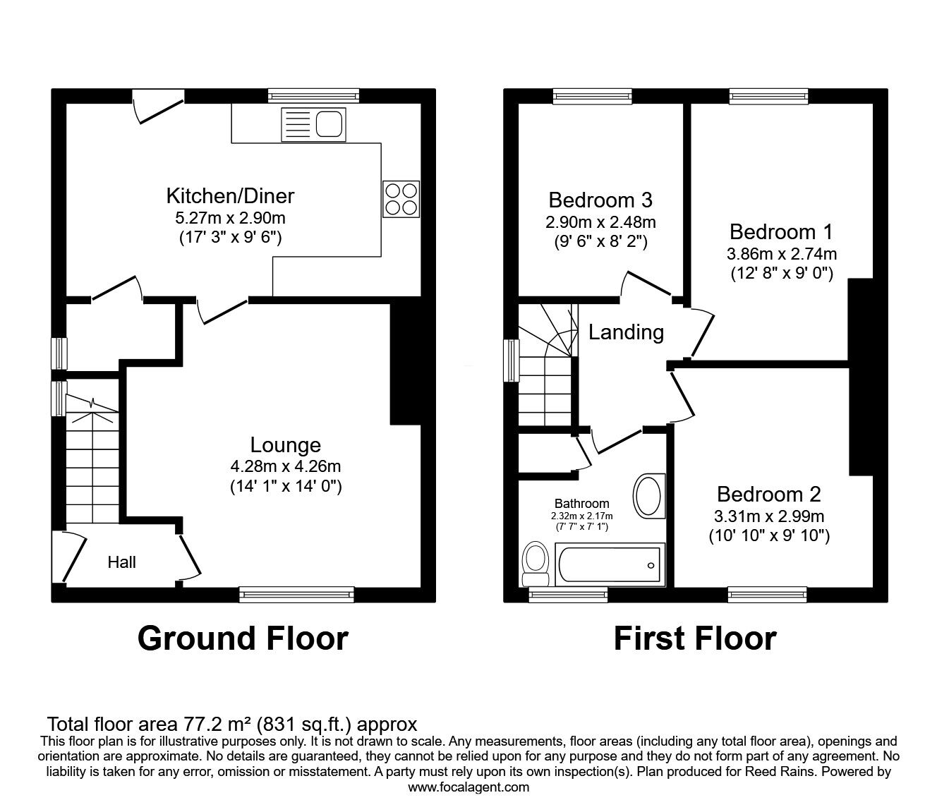 Floorplan of 3 bedroom End Terrace House for sale, Horninglow Road, Sheffield, South Yorkshire, S5