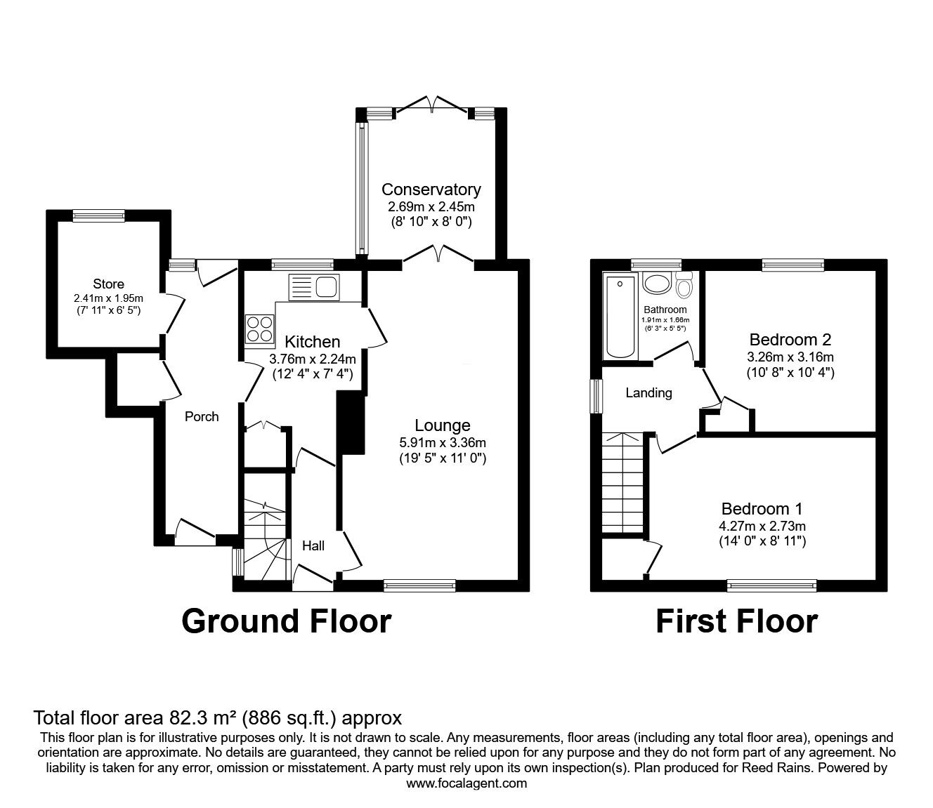 Floorplan of 2 bedroom Semi Detached House for sale, Horninglow Close, Sheffield, South Yorkshire, S5