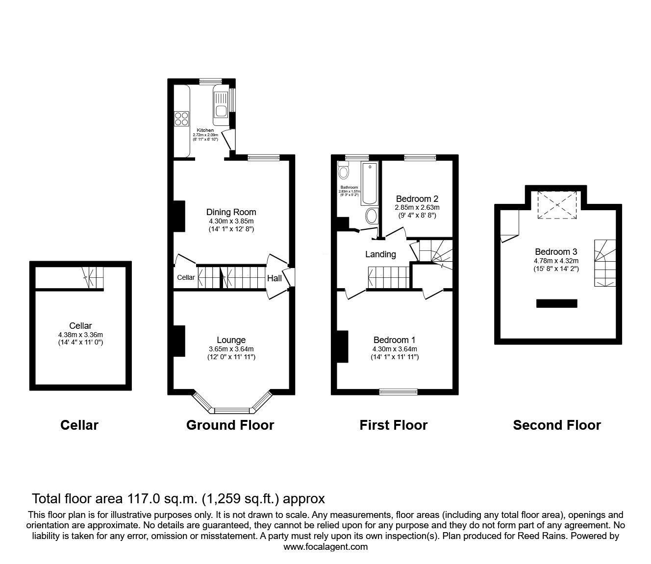 Floorplan of 3 bedroom Mid Terrace House for sale, Vickers Road, Sheffield, South Yorkshire, S5