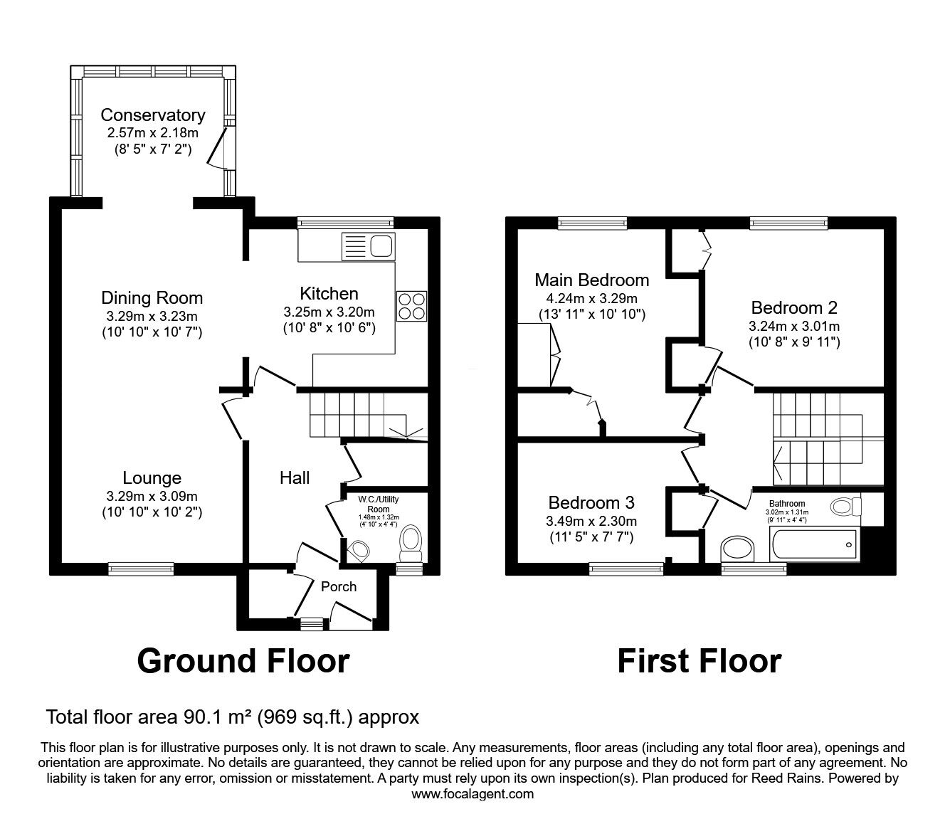 Floorplan of 3 bedroom End Terrace House for sale, Roscoe Mount, Sheffield, South Yorkshire, S6