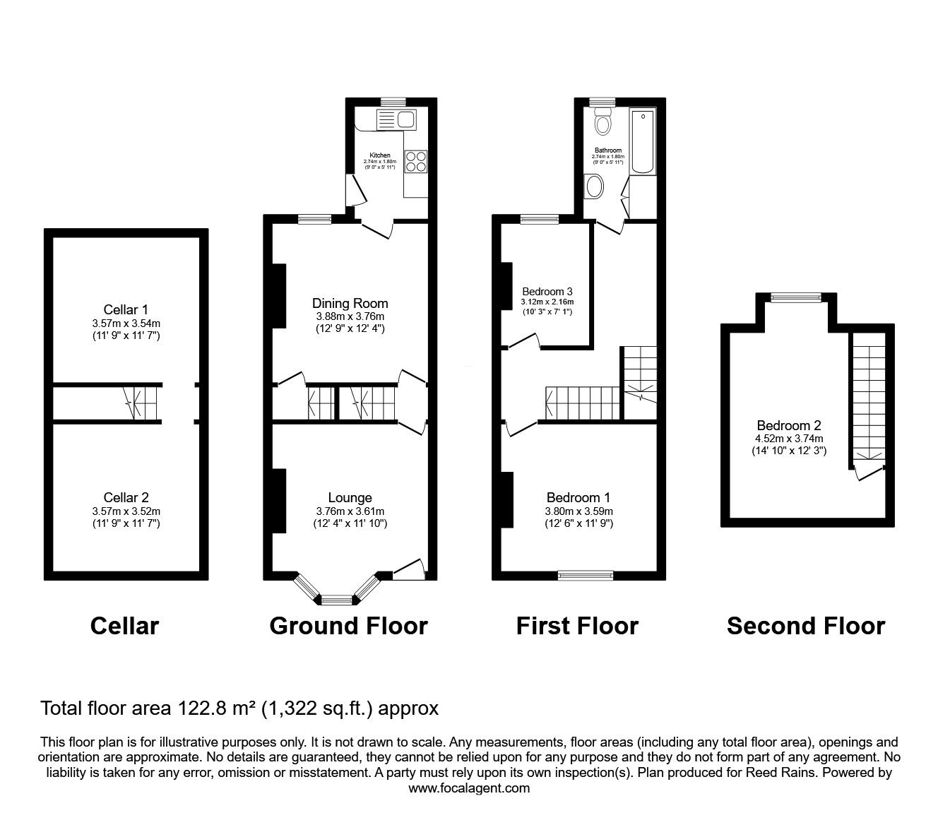 Floorplan of 3 bedroom Mid Terrace House for sale, Wynyard Road, Sheffield, South Yorkshire, S6