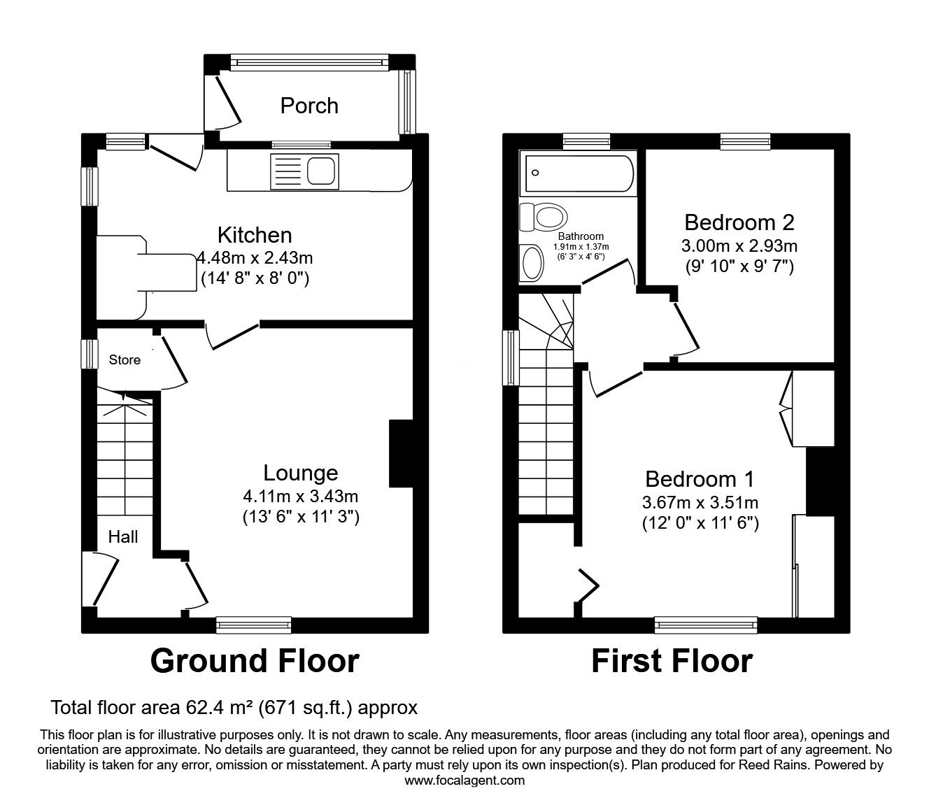 Floorplan of 2 bedroom End Terrace House for sale, Westnall Road, Sheffield, South Yorkshire, S5